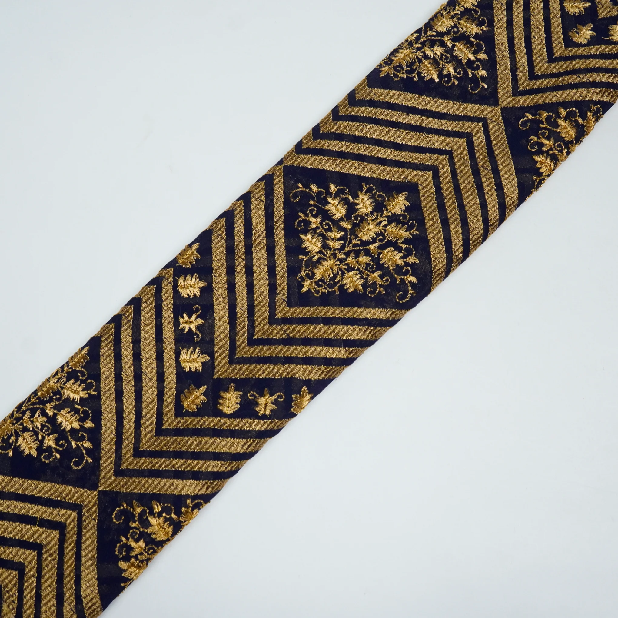 Azeem Navy Blue Chanderi Embroidered Fabric in Buta Pattern - Image 4