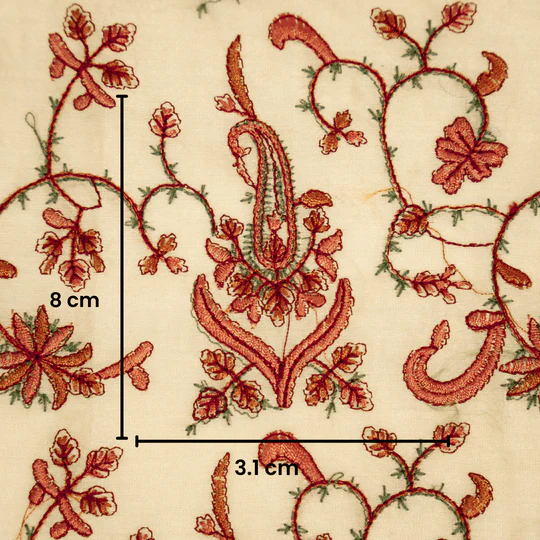 Beena Cream Viscose Georgette Embroidered Fabric in Jaal Pattern - Image 3