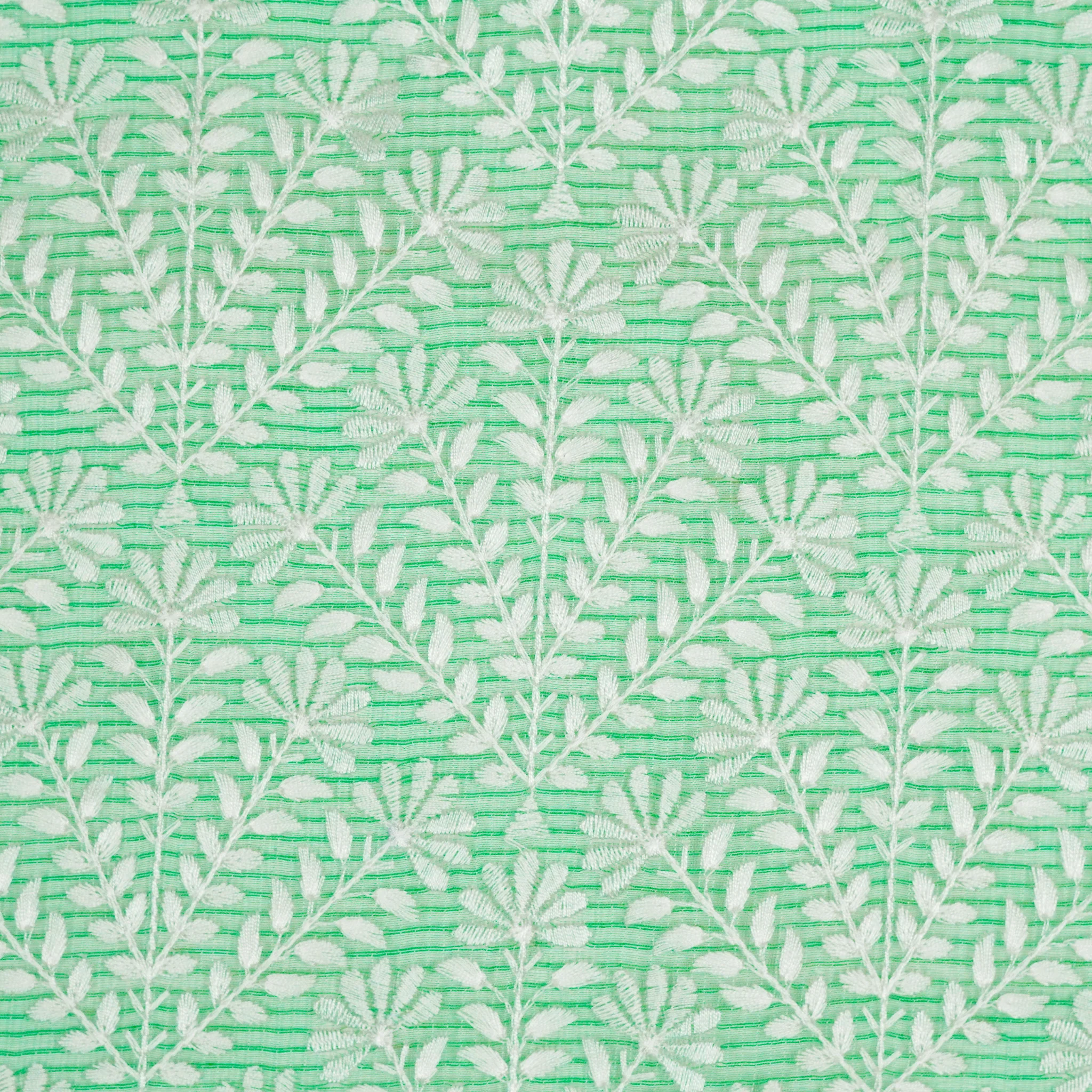 Diba Sea Green Semi Munga Kota Embroidered Fabric in Jaal Pattern - Image 3