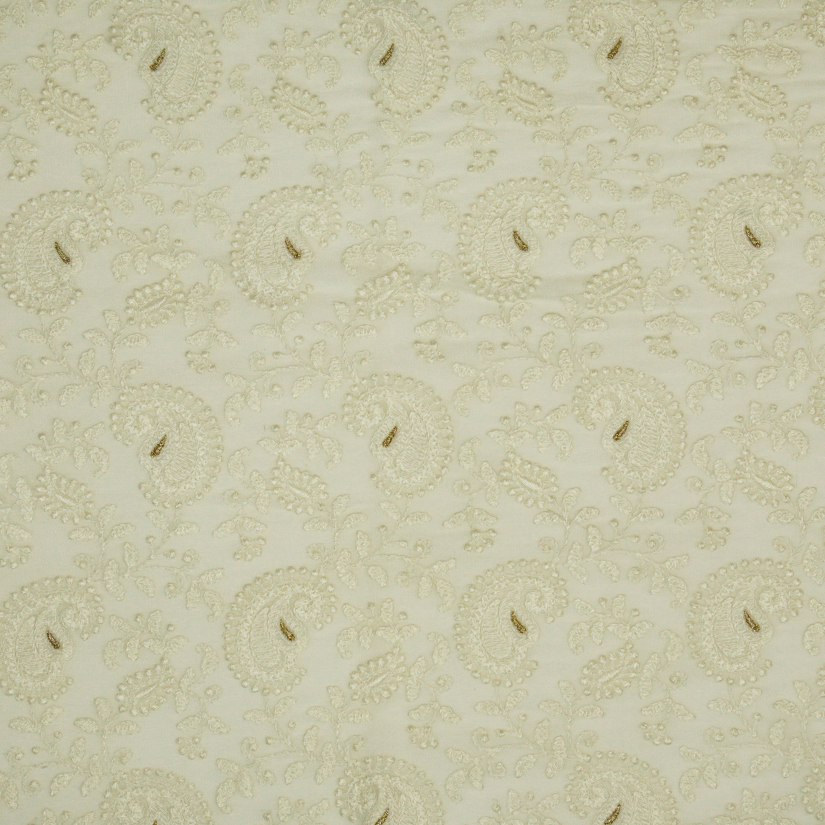 Ekani Cream Viscose Georgette Embroidered Fabric in Jaal Pattern - Image 2