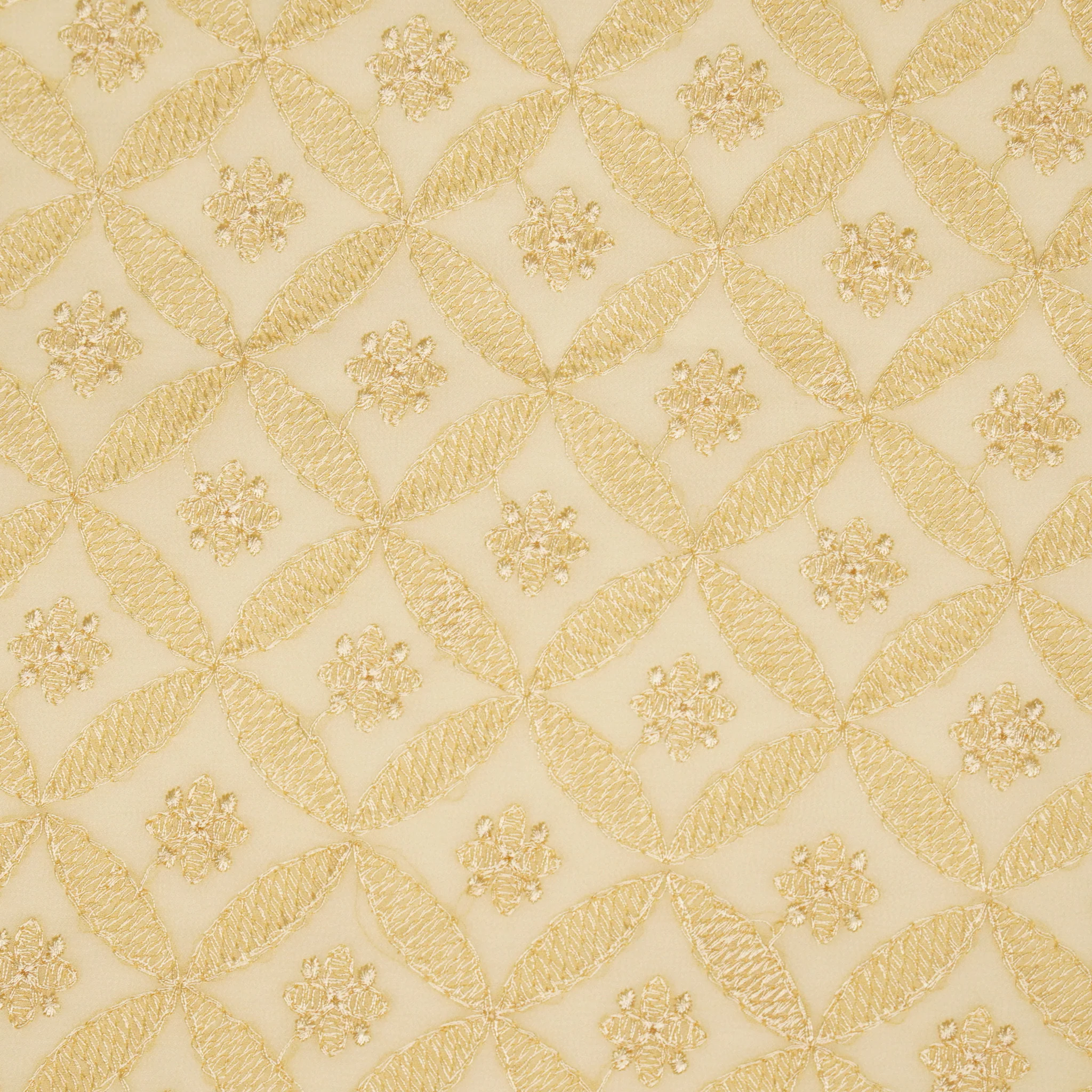 Eshal Beige Viscose Georgette Embroidered Fabric in Jaal Pattern - Image 3