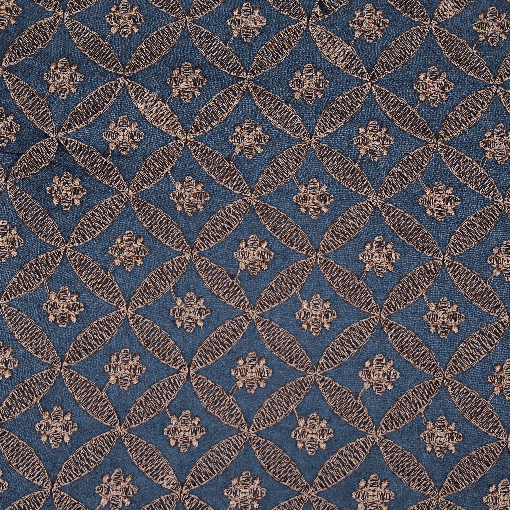 Eshal Navy Blue Viscose Georgette Embroidered Fabric in Jaal Pattern - Image 3