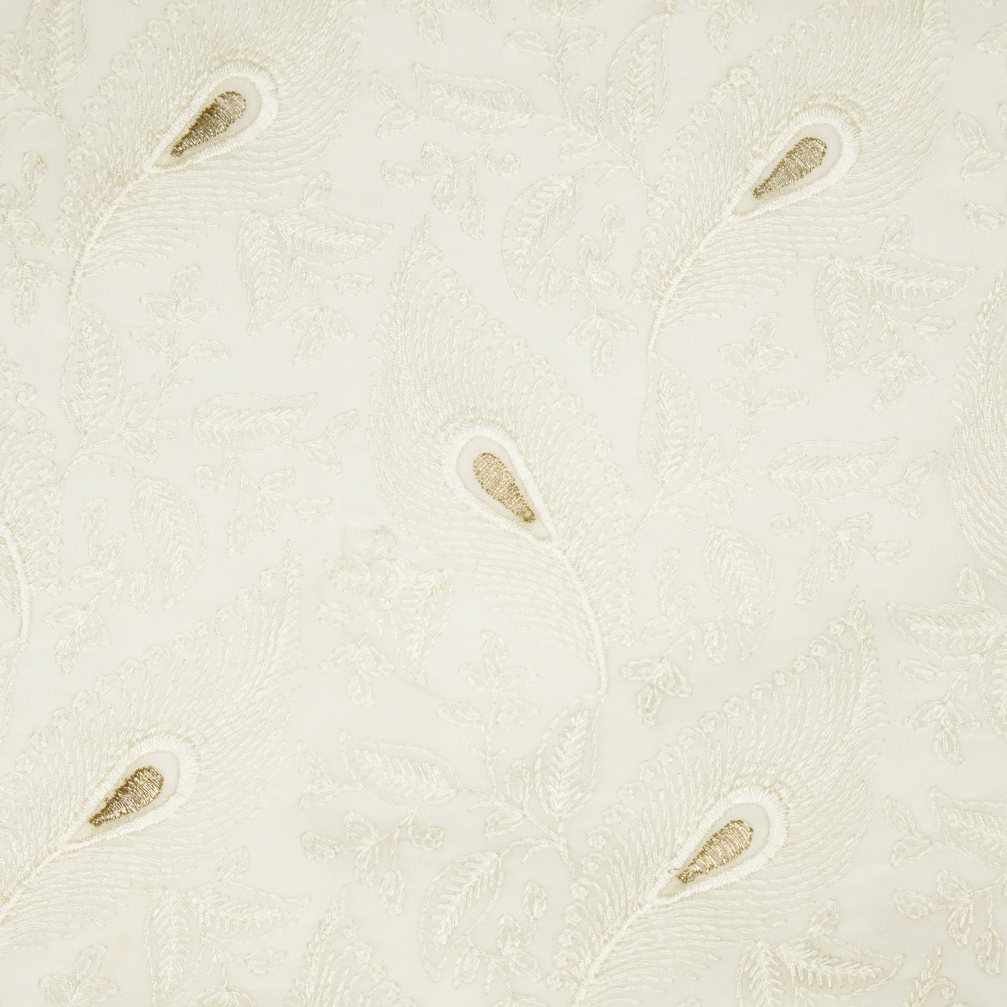 Fawyat White Viscose Georgette Embroidered Fabric in Jaal Pattern - Image 3