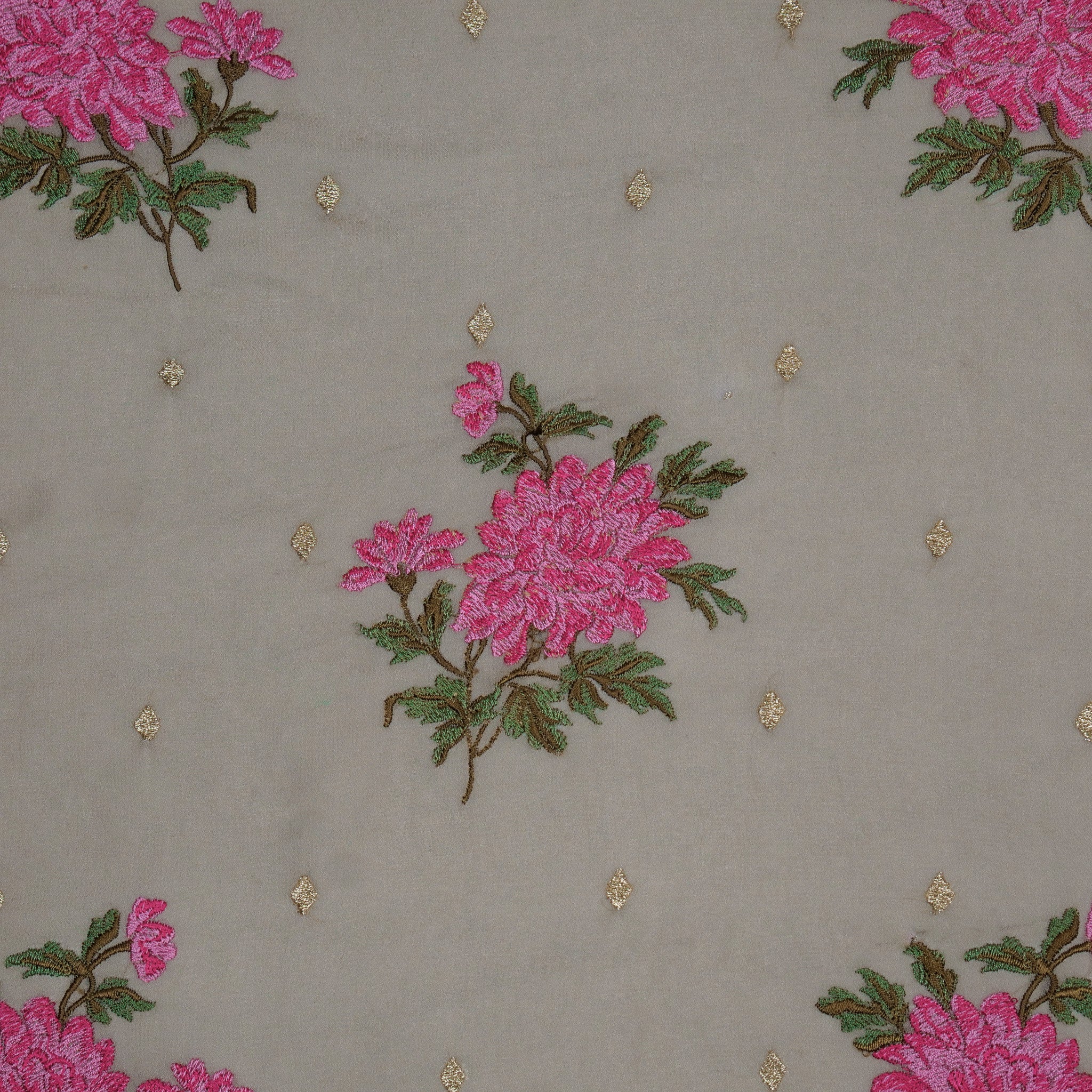 Finna Grey Viscose Georgette Embroidered Fabric in Buta Pattern - Image 3