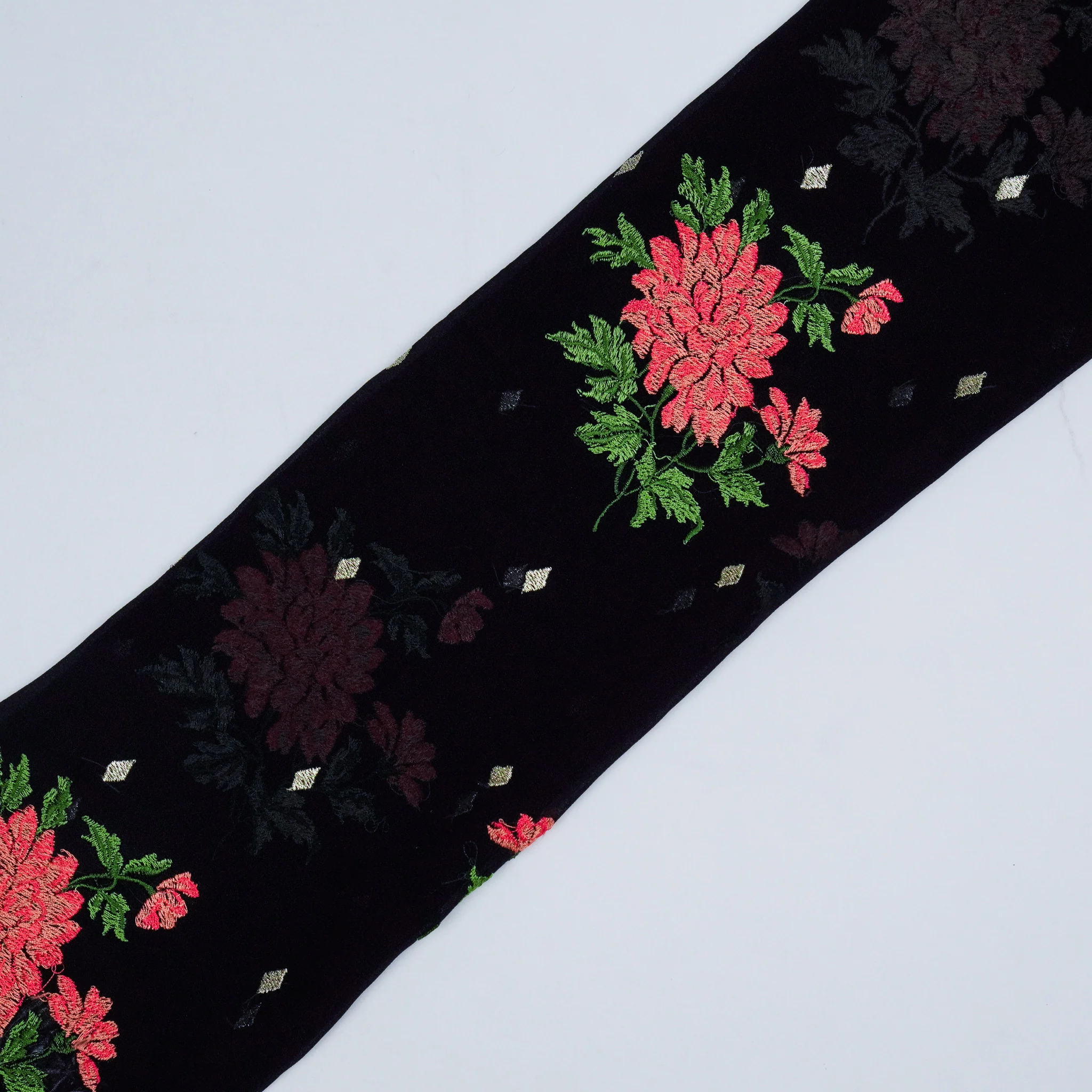 Finna Navy Blue Viscose Georgette Embroidered Fabric in Buta Pattern - Image 4