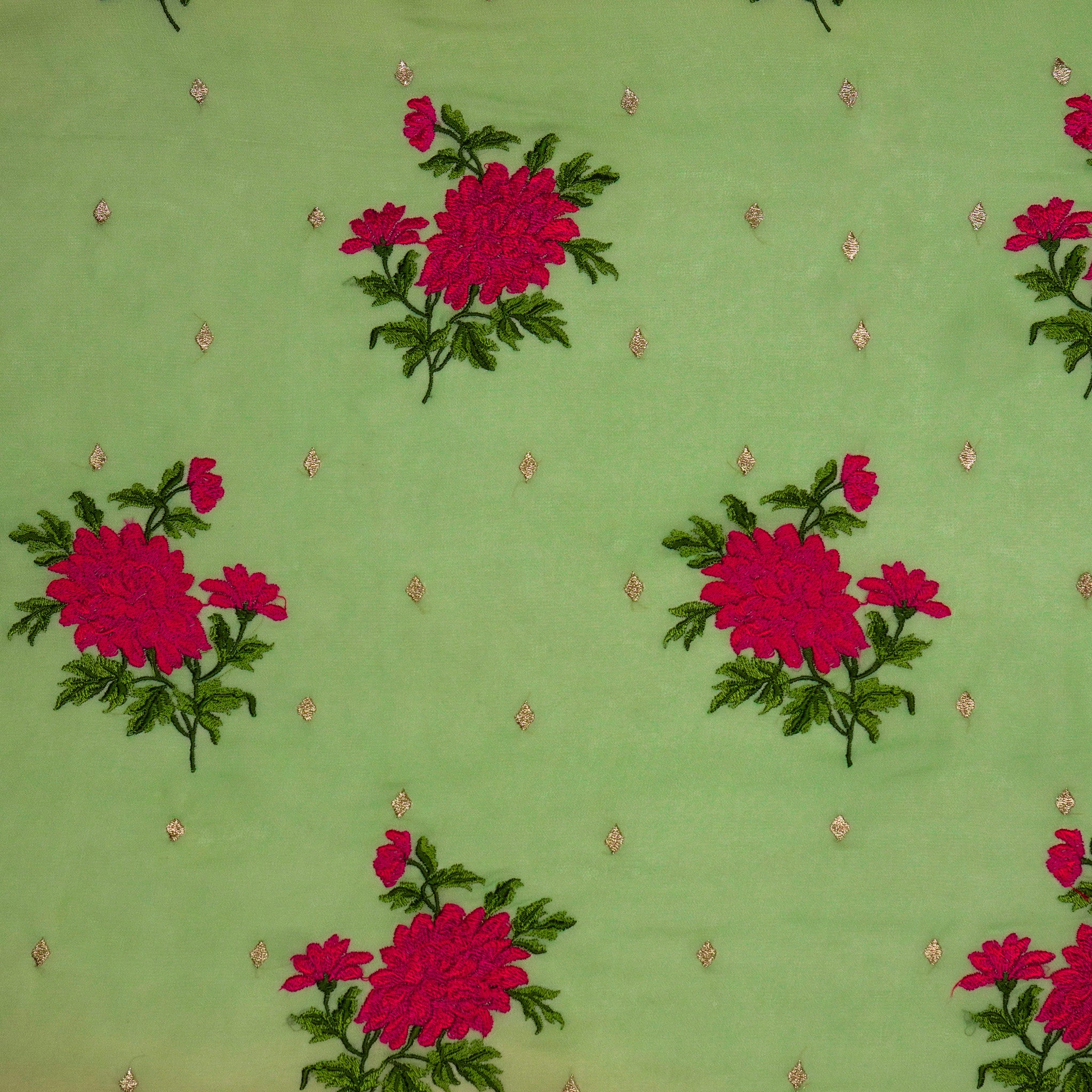 Finna Sea Green Viscose Georgette Embroidered Fabric in Buta Pattern - Image 2