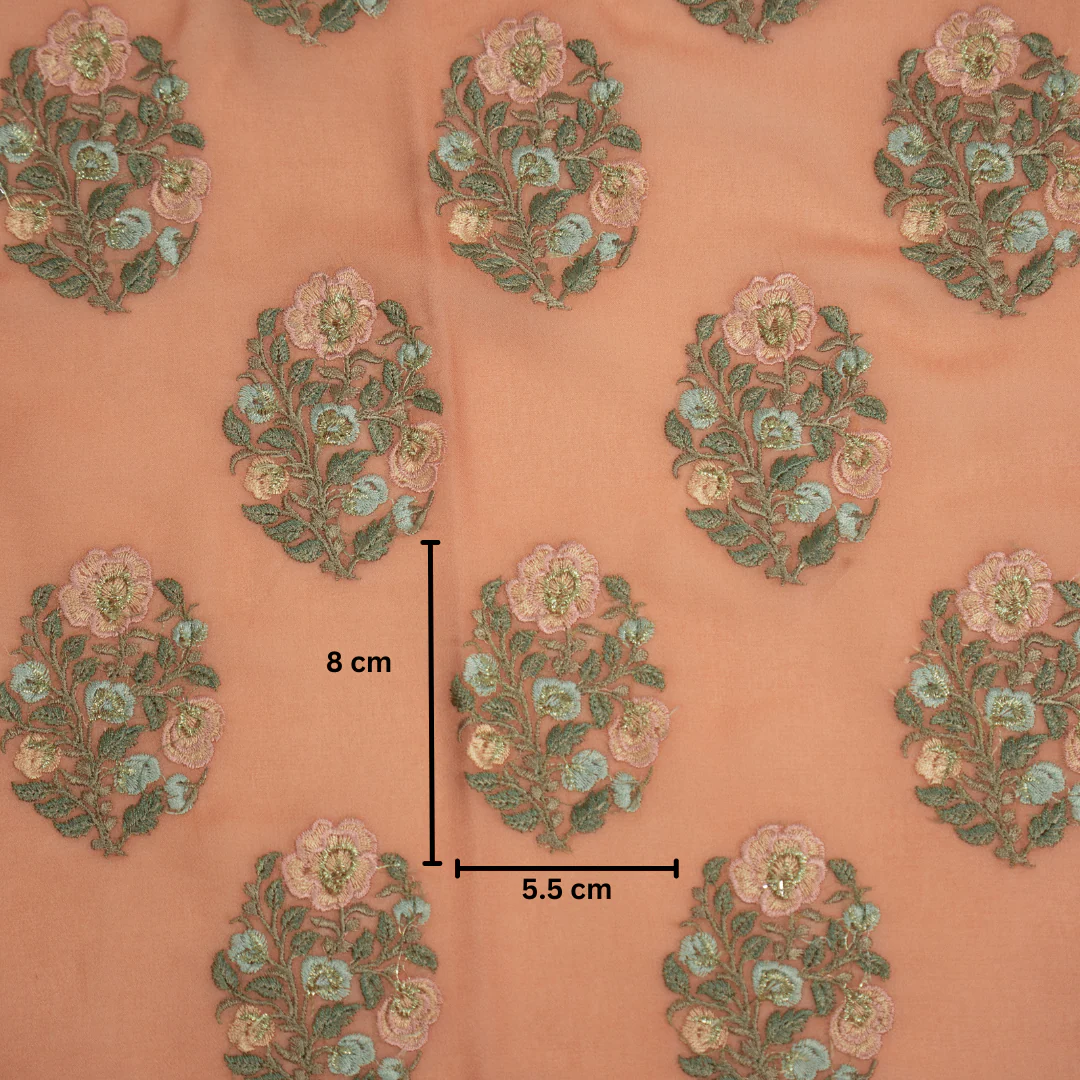 Haima Gajari Viscose Georgette Embroidered Fabric in Buta Pattern - Image 3