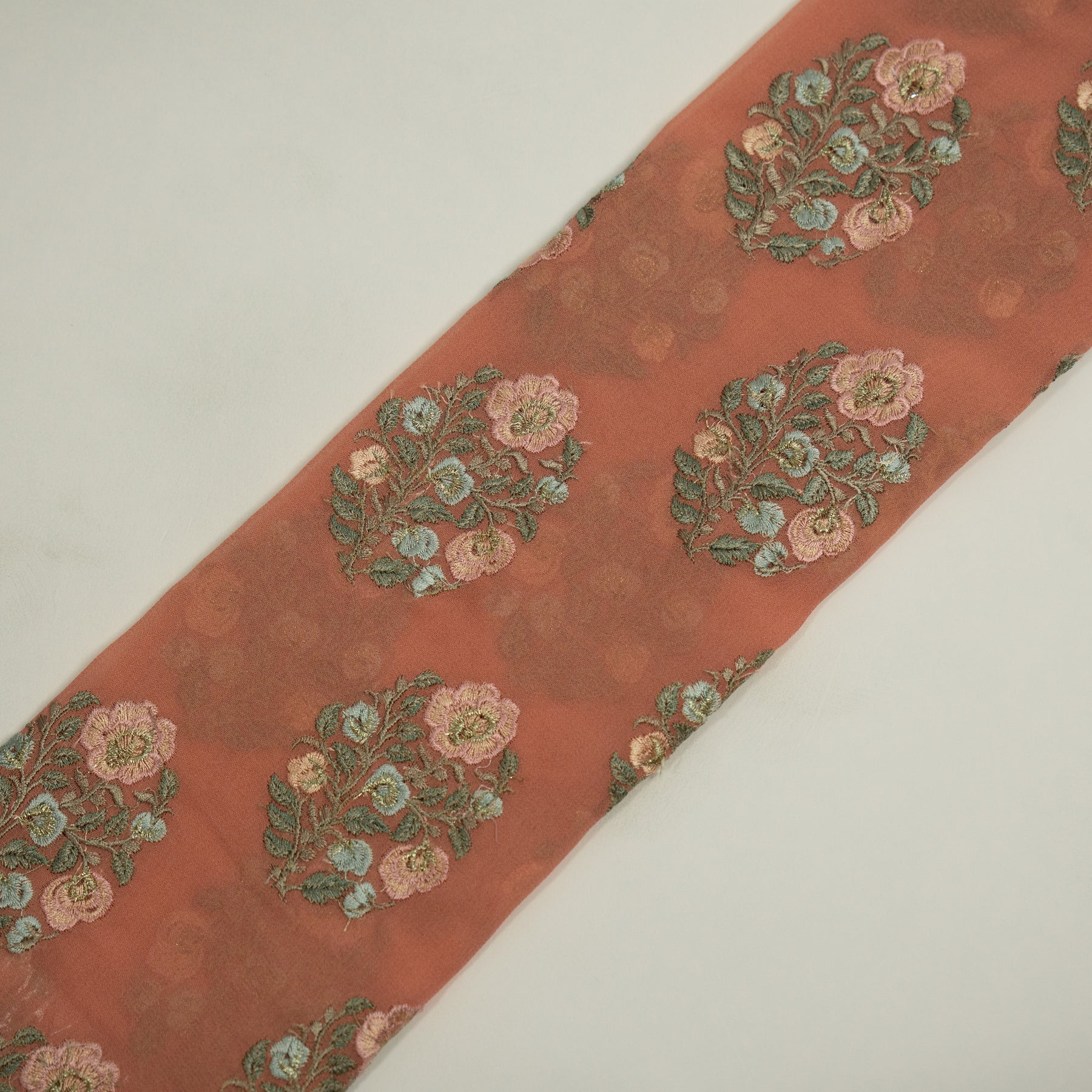 Haima Gajari Viscose Georgette Embroidered Fabric in Buta Pattern - Image 4