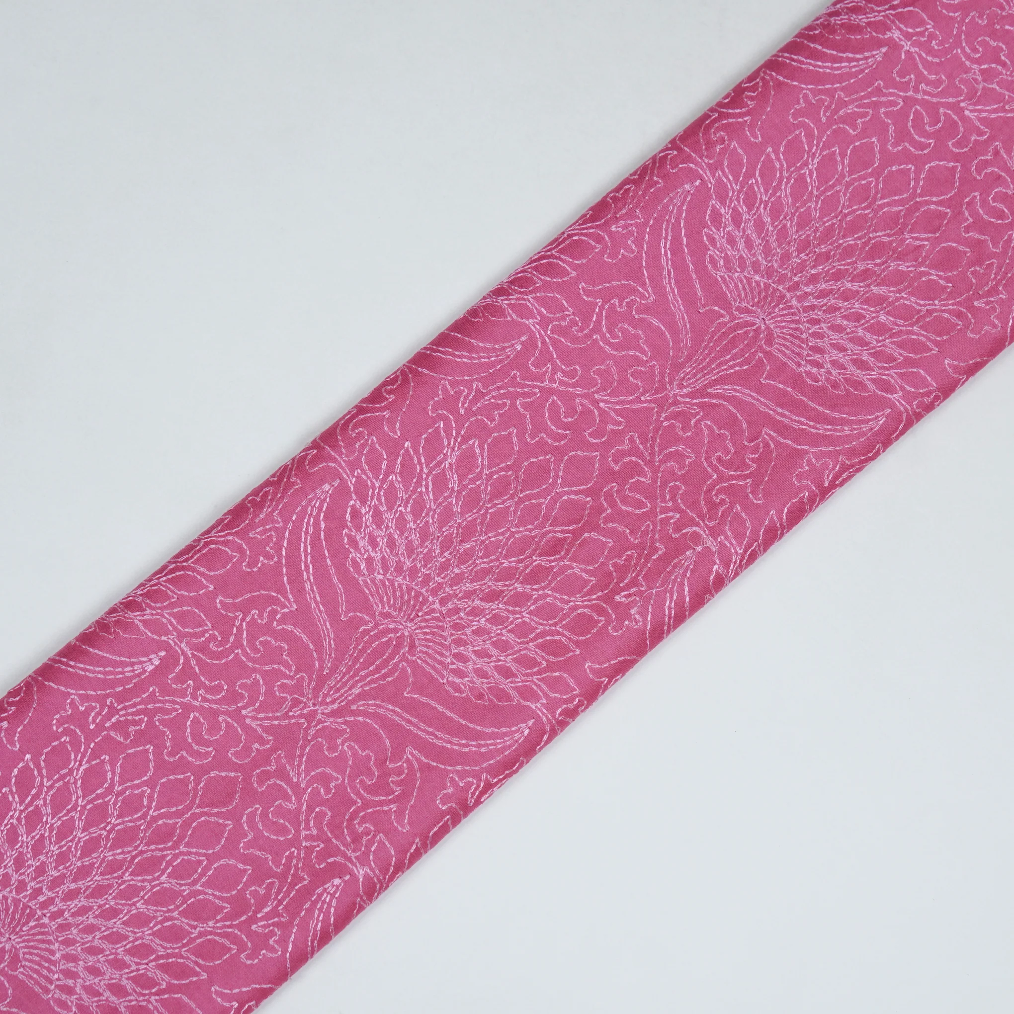 Hanifa Fuxia Chanderi Embroidered Fabric in Jaal Pattern - Image 4