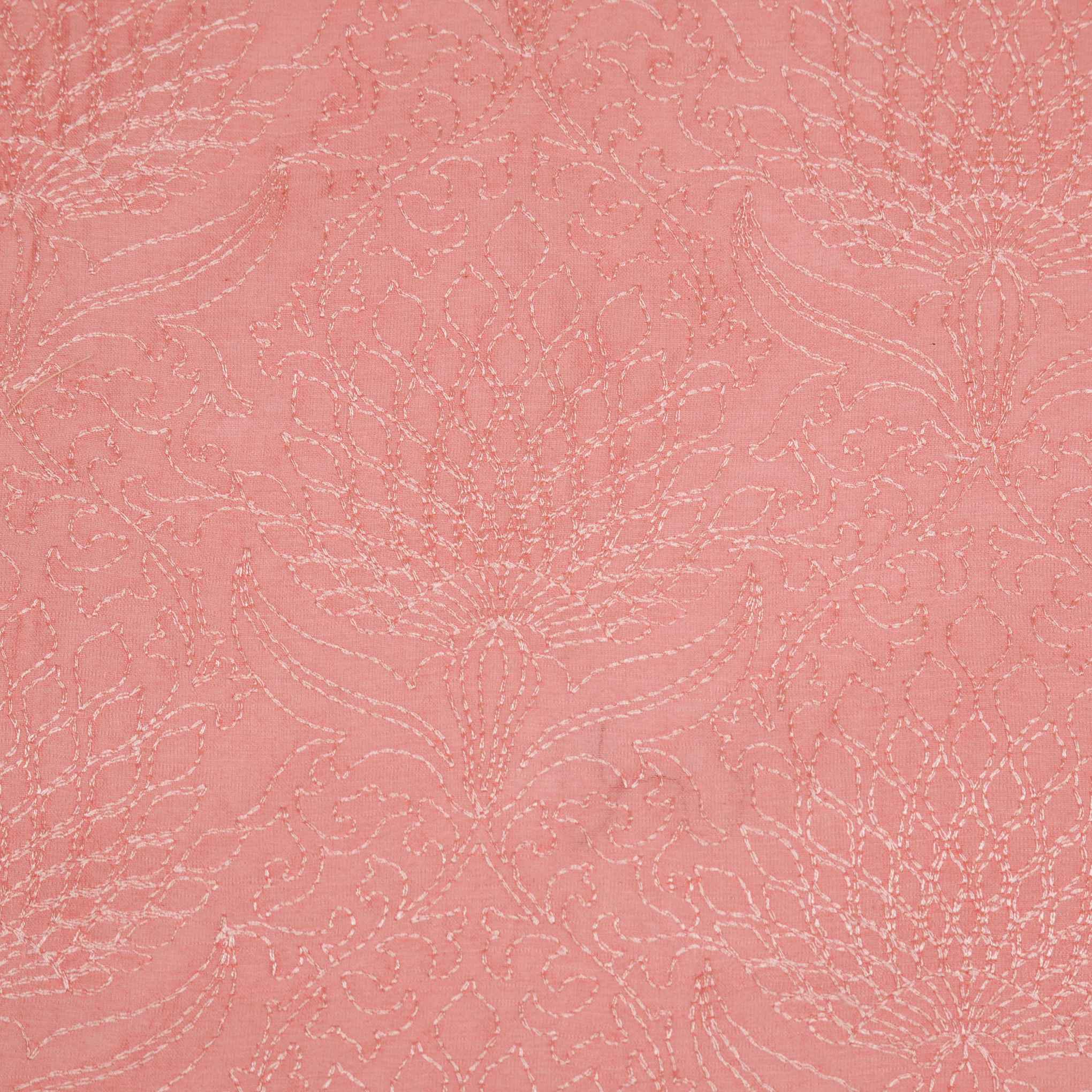 Hanifa Pink Chanderi Embroidered Fabric in Jaal Pattern - Image 3