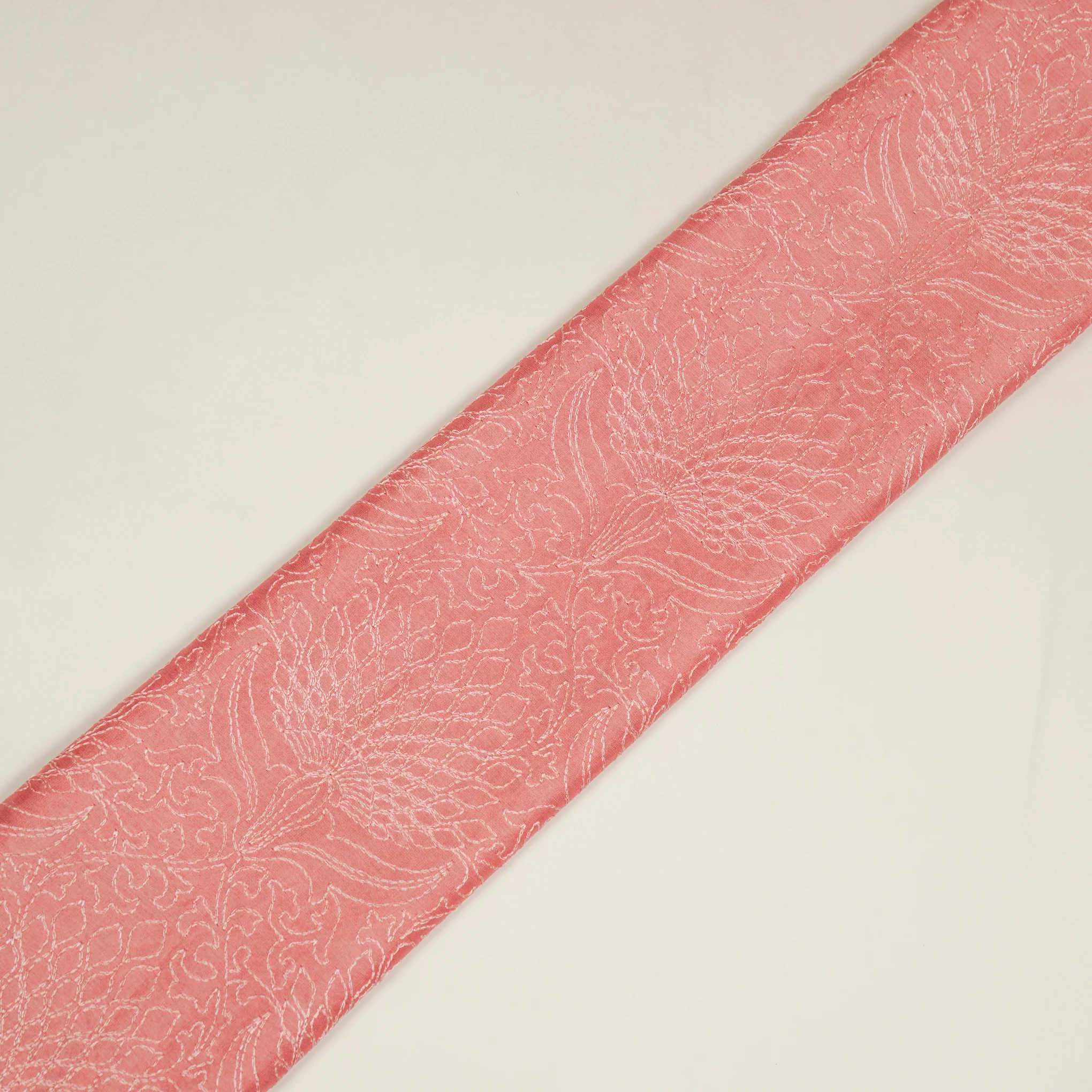 Hanifa Pink Chanderi Embroidered Fabric in Jaal Pattern - Image 4