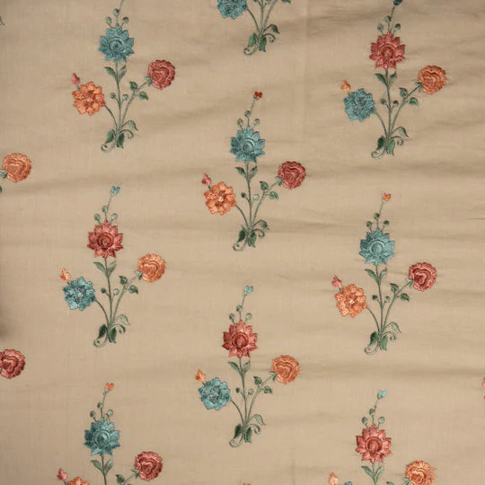 Hemangini Blush Cotton Embroidered Fabric in Buta Pattern - Image 3