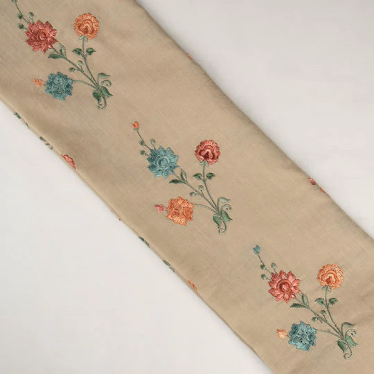 Hemangini Blush Cotton Embroidered Fabric in Buta Pattern - Image 4