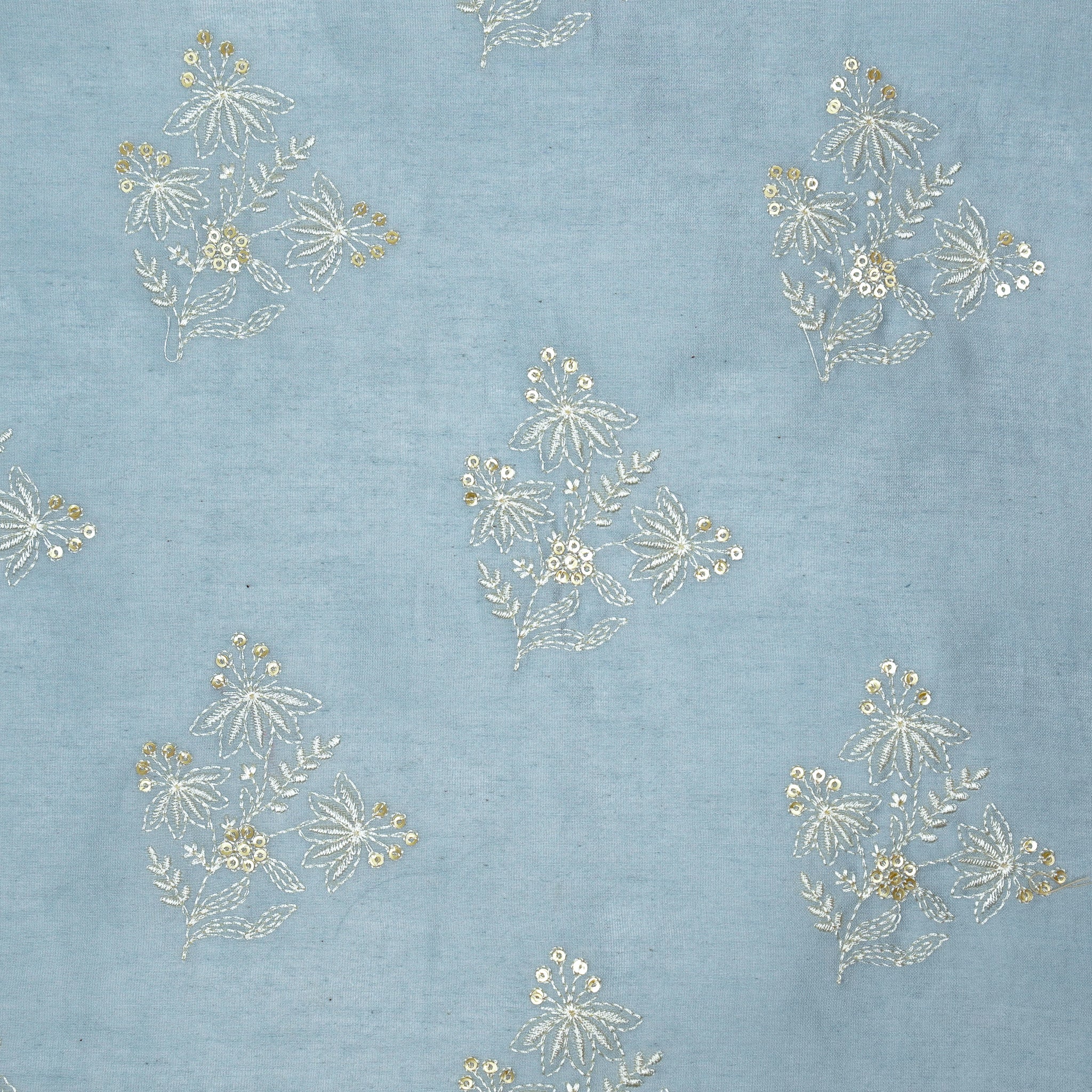 Hiba Steel Grey Chanderi Embroidered Fabric in Buta Pattern - Image 3
