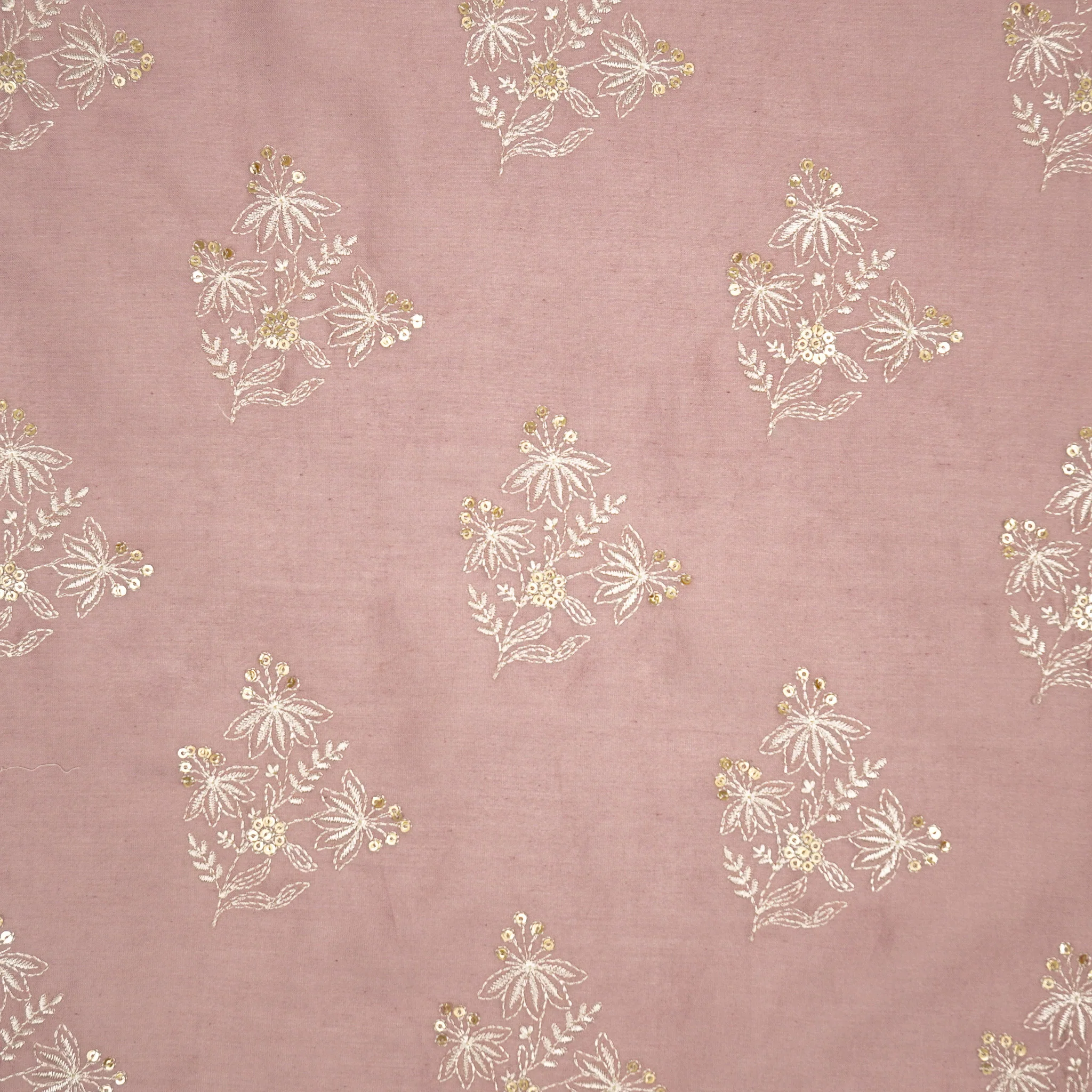 Hiba Onion Chanderi Embroidered Fabric in Buta Pattern - Image 3
