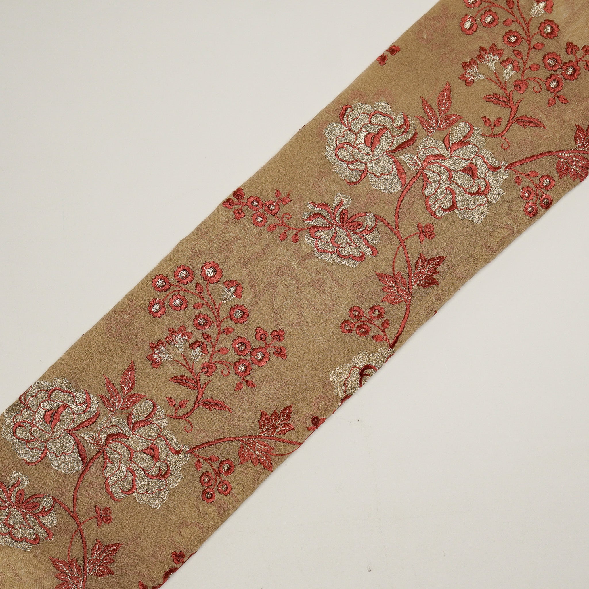 Huma Chiku Viscose Georgette Embroidered Fabric in Jaal Pattern - Image 4