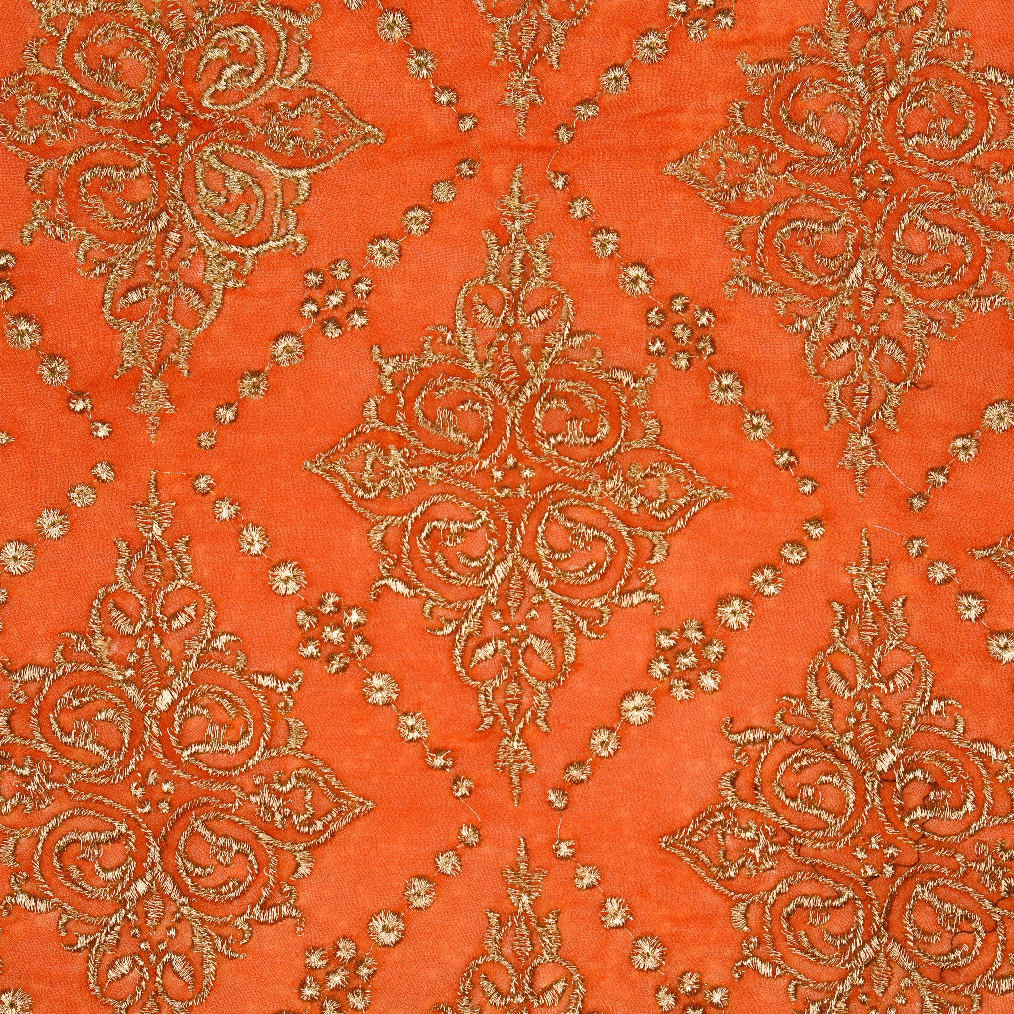 Iaika Rust Chanderi Embroidered Fabric in Jaal Pattern - Image 3