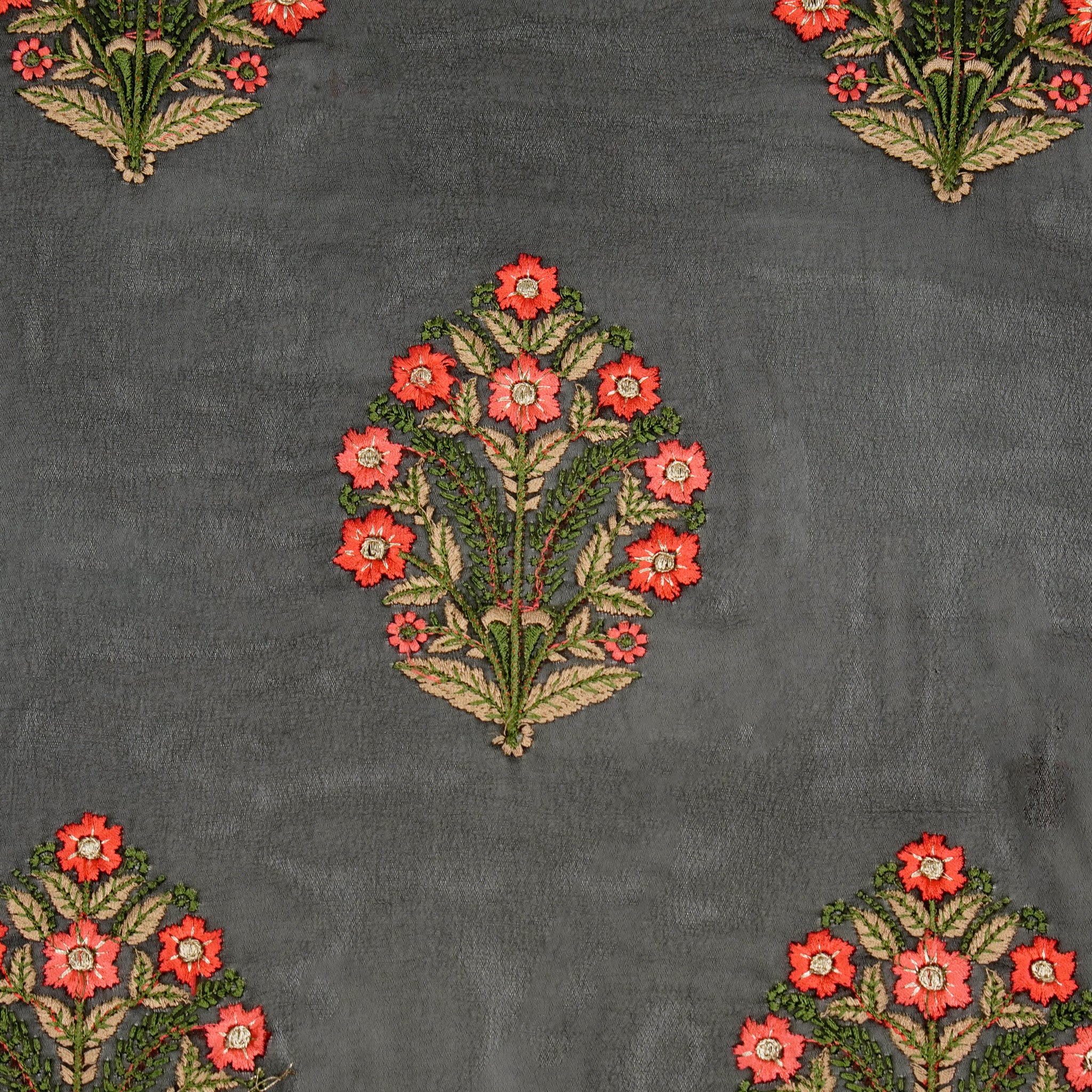 Ifra Black Viscose Georgette Embroidered Fabric in Buta Pattern - Image 4