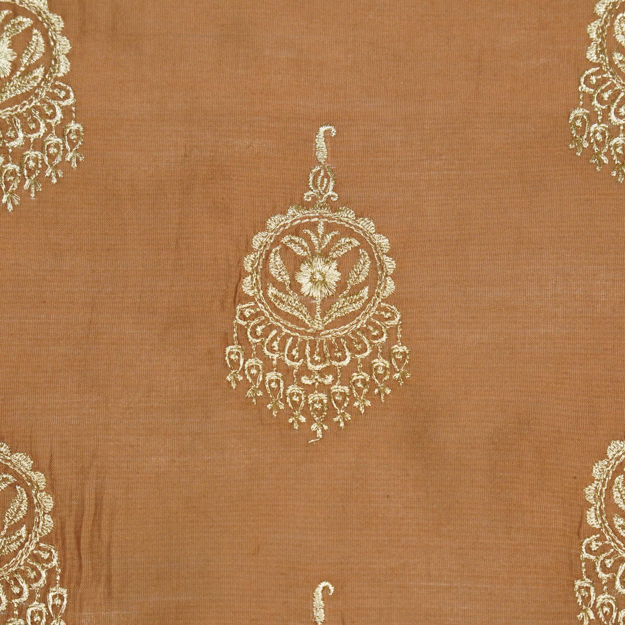 Ifra Chiku Chanderi Embroidered Fabric in Buta Pattern - Image 3
