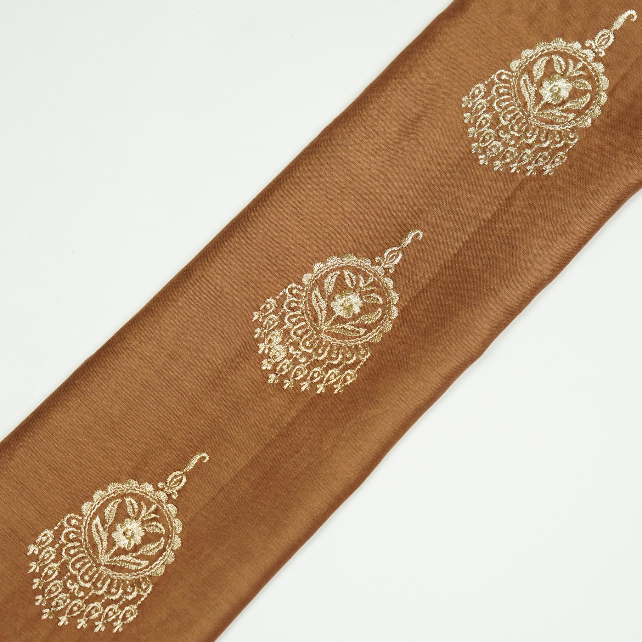 Ifra Chiku Chanderi Embroidered Fabric in Buta Pattern - Image 4