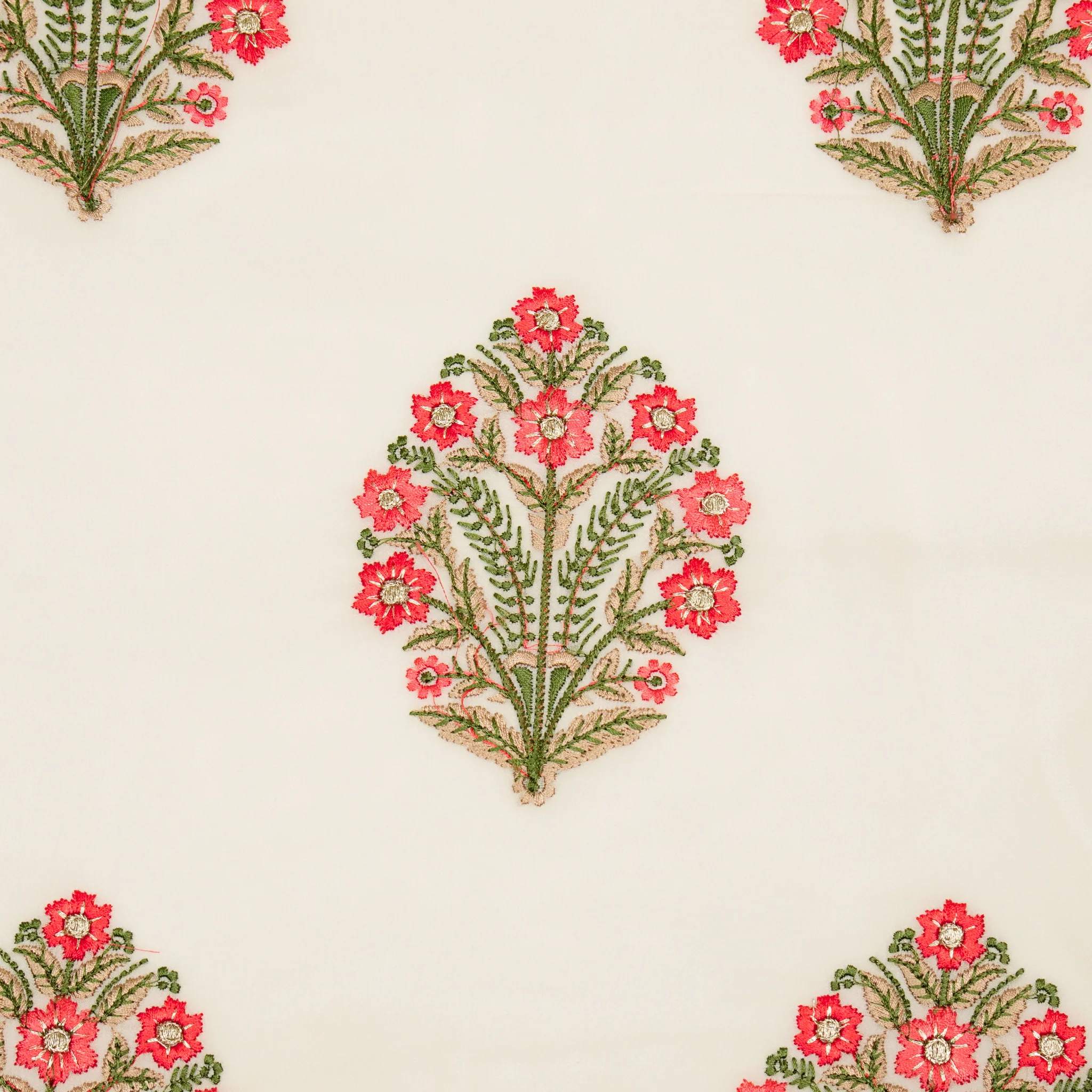 Ifra Cream Viscose Georgette Embroidered Fabric in Buta Pattern - Image 4