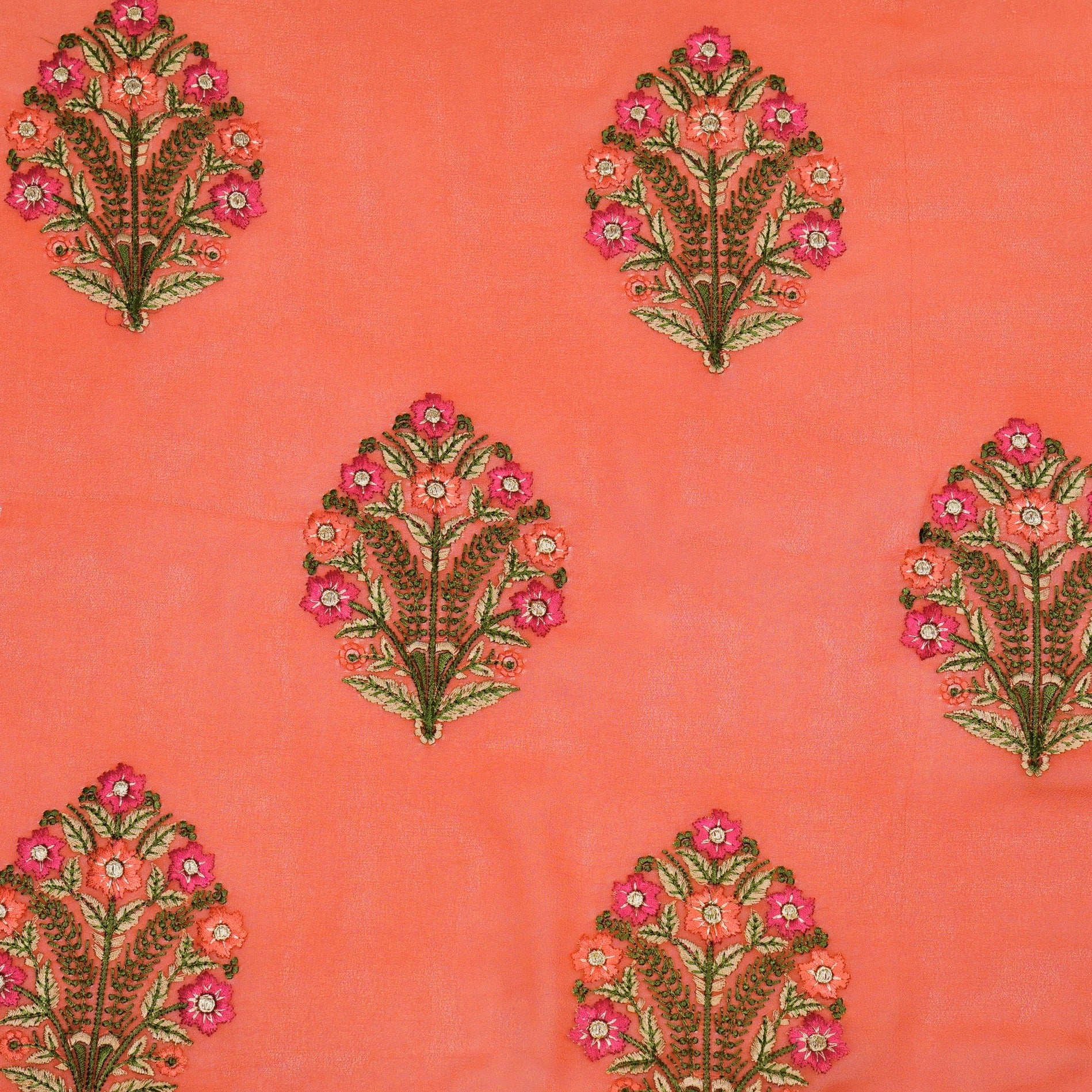 Ifra Dusky Fuxia Viscose Georgette Embroidered Fabric in Buta Pattern - Image 3