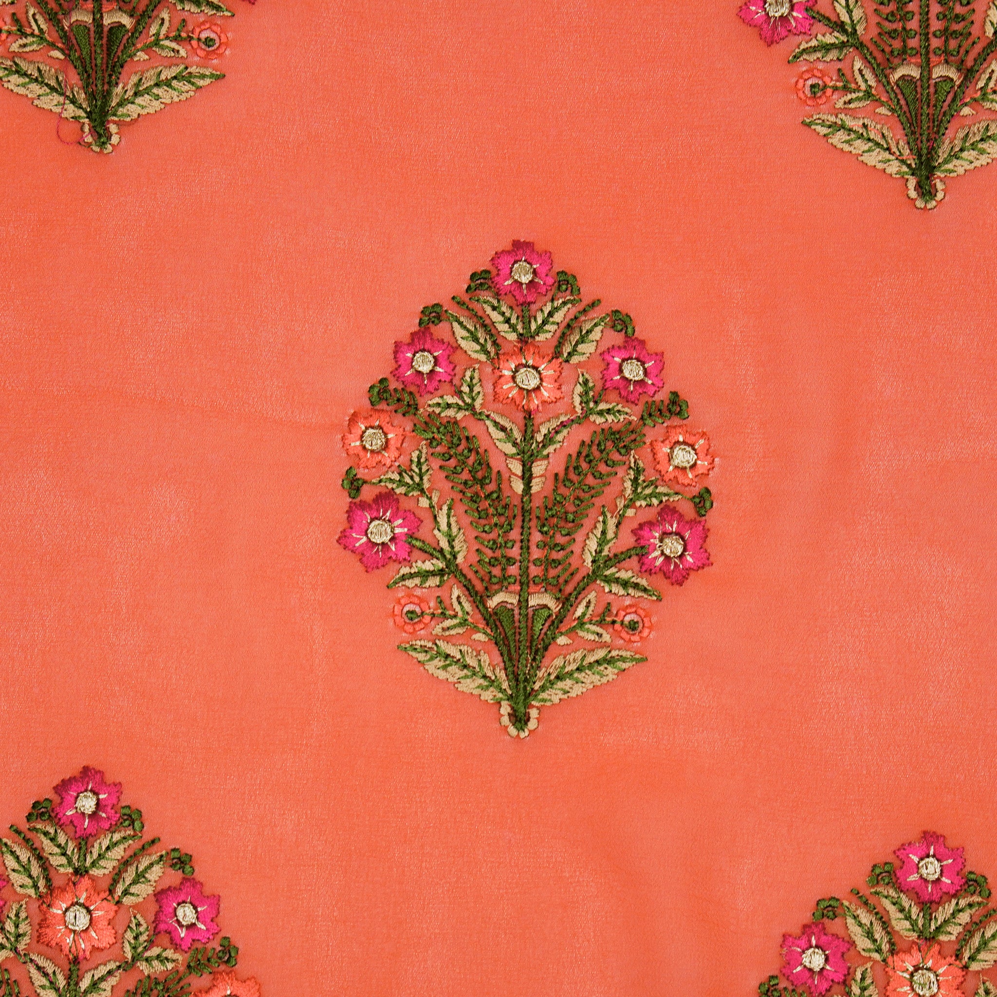 Ifra Dusky Fuxia Viscose Georgette Embroidered Fabric in Buta Pattern - Image 4