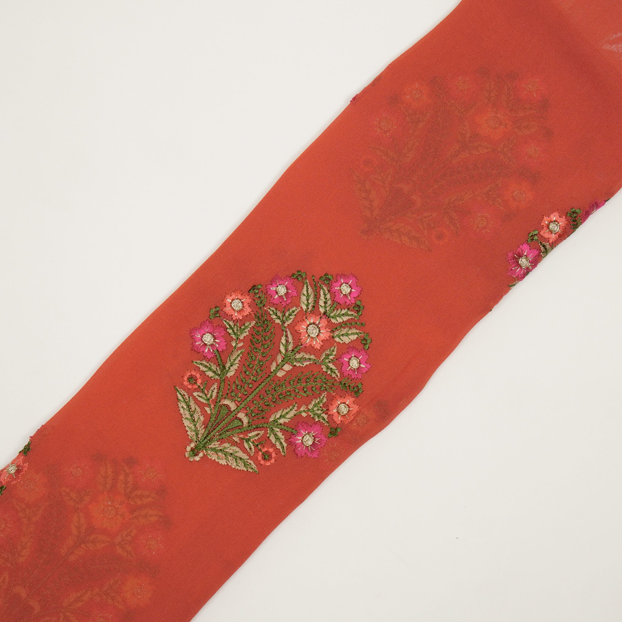 Ifra Dusky Fuxia Viscose Georgette Embroidered Fabric in Buta Pattern - Image 5