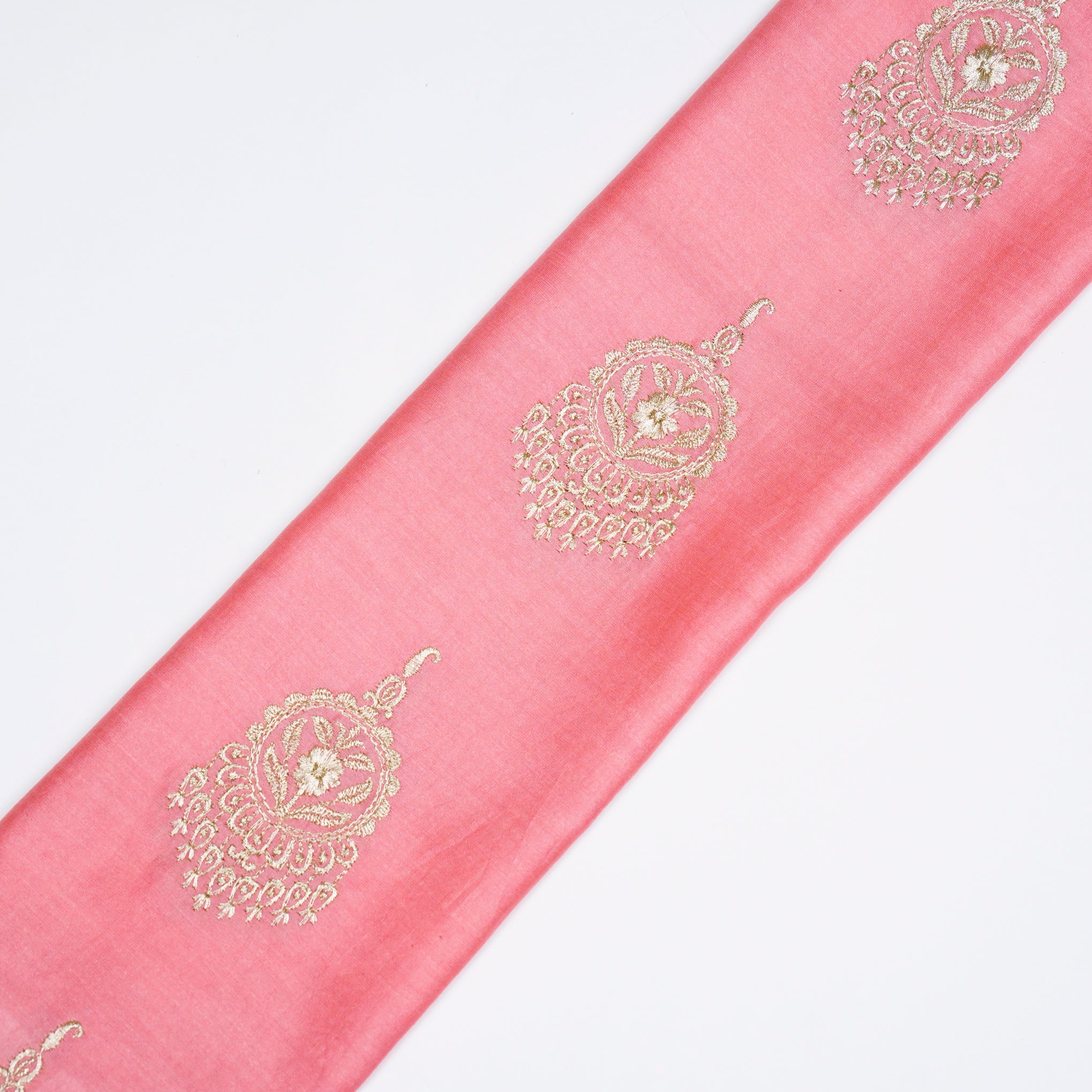 Ifra Gajari Chanderi Embroidered Fabric in Buta Pattern - Image 4