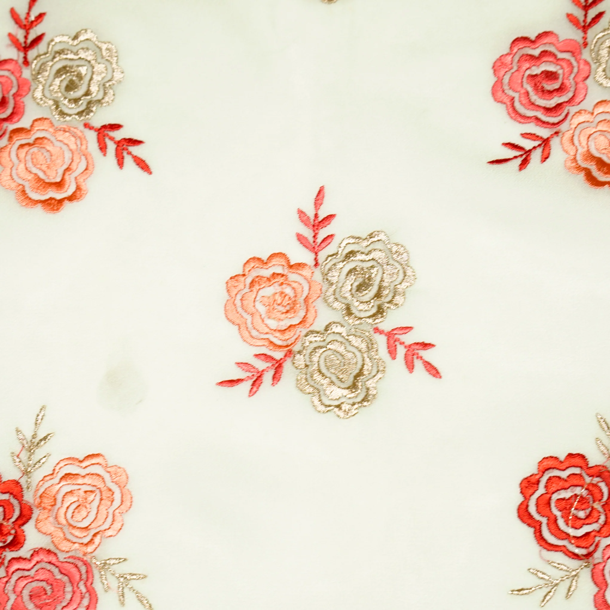 Inara Sea Green Viscose Georgette Embroidered Fabric in Buta Pattern - Image 3