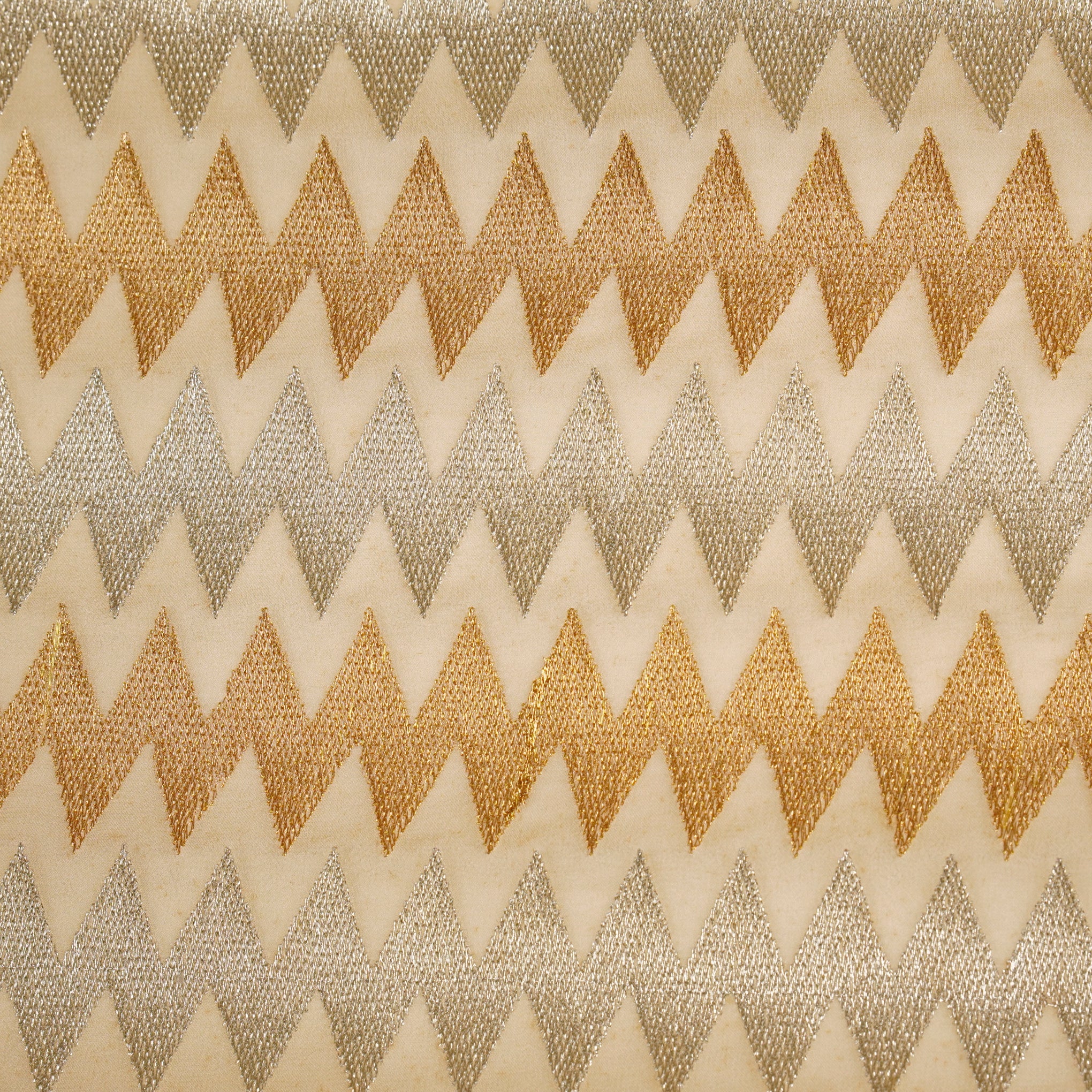 Inaya Beige Silver Viscose Georgette Embroidered Fabric in Jaal Pattern - Image 2