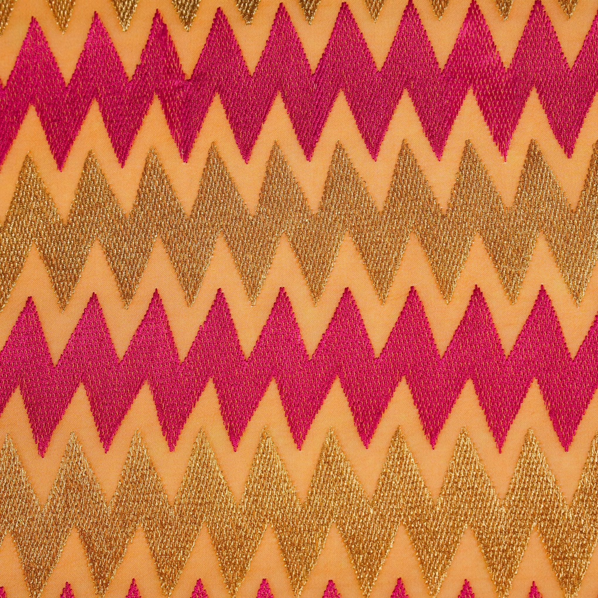 Inaya Mango Viscose Georgette Embroidered Fabric in Jaal Pattern - Image 3