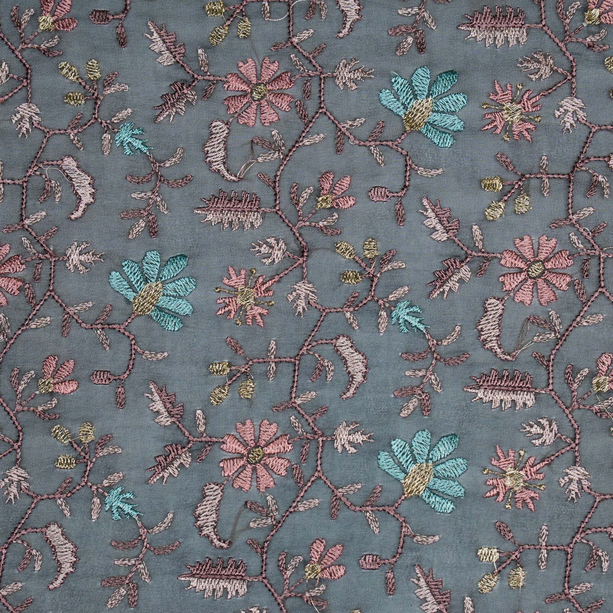 Iqra Charcoal Viscose Georgette Embroidered Fabric in Jaal Pattern - Image 4