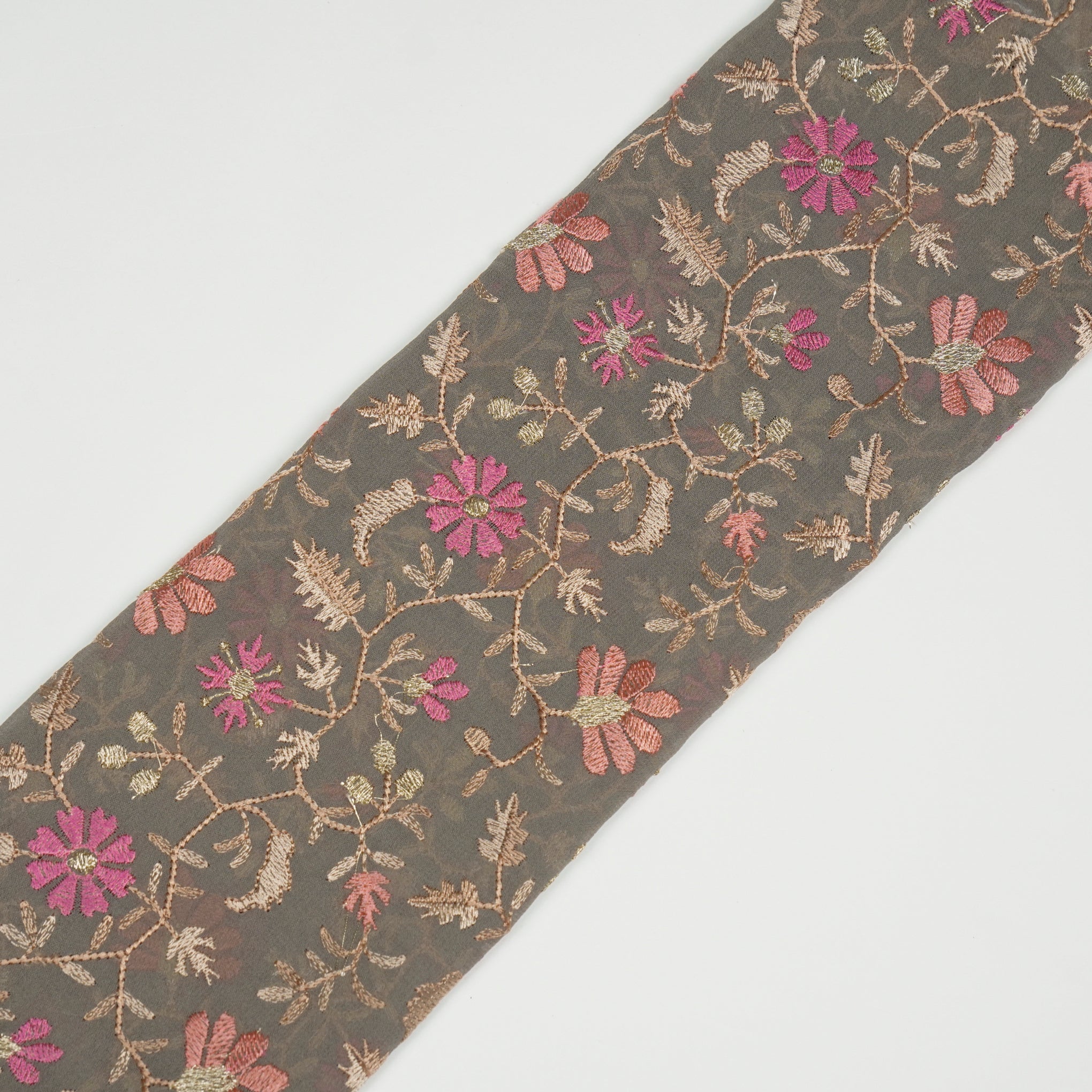 Iqra Mouse Viscose Georgette Embroidered Fabric in Jaal Pattern - Image 4