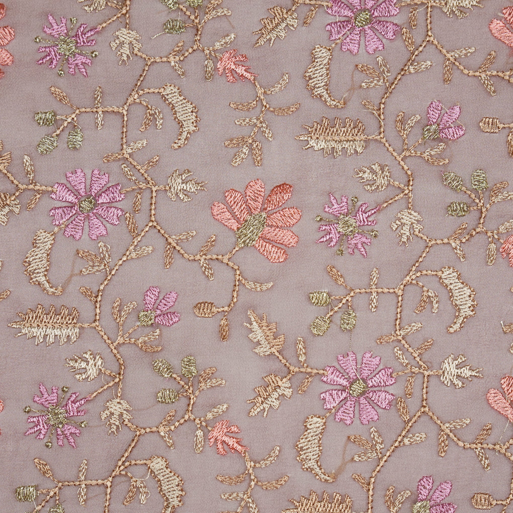 Iqra Onion Viscose Georgette Embroidered Fabric in Jaal Pattern - Image 3