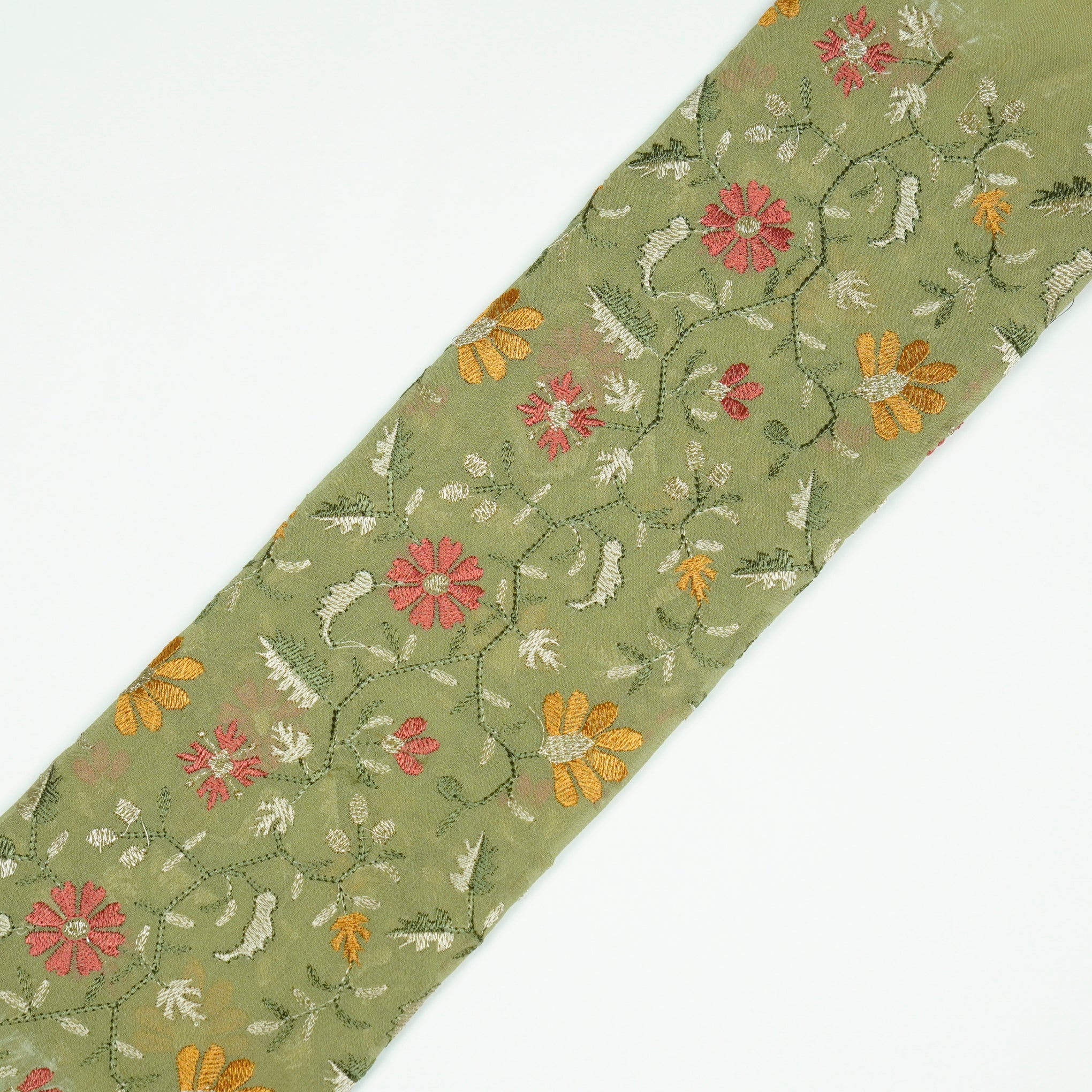 Iqra Sea Green Viscose Georgette Embroidered Fabric in Jaal Pattern - Image 4