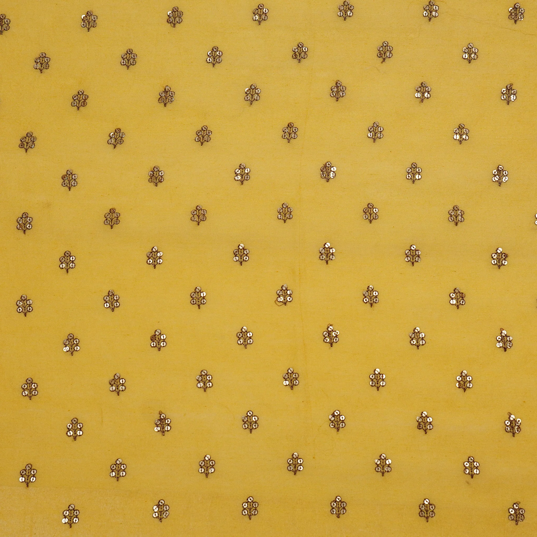 Kiraz Sequin Gold Chanderi Embroidered Fabric in Buti Pattern - Image 2