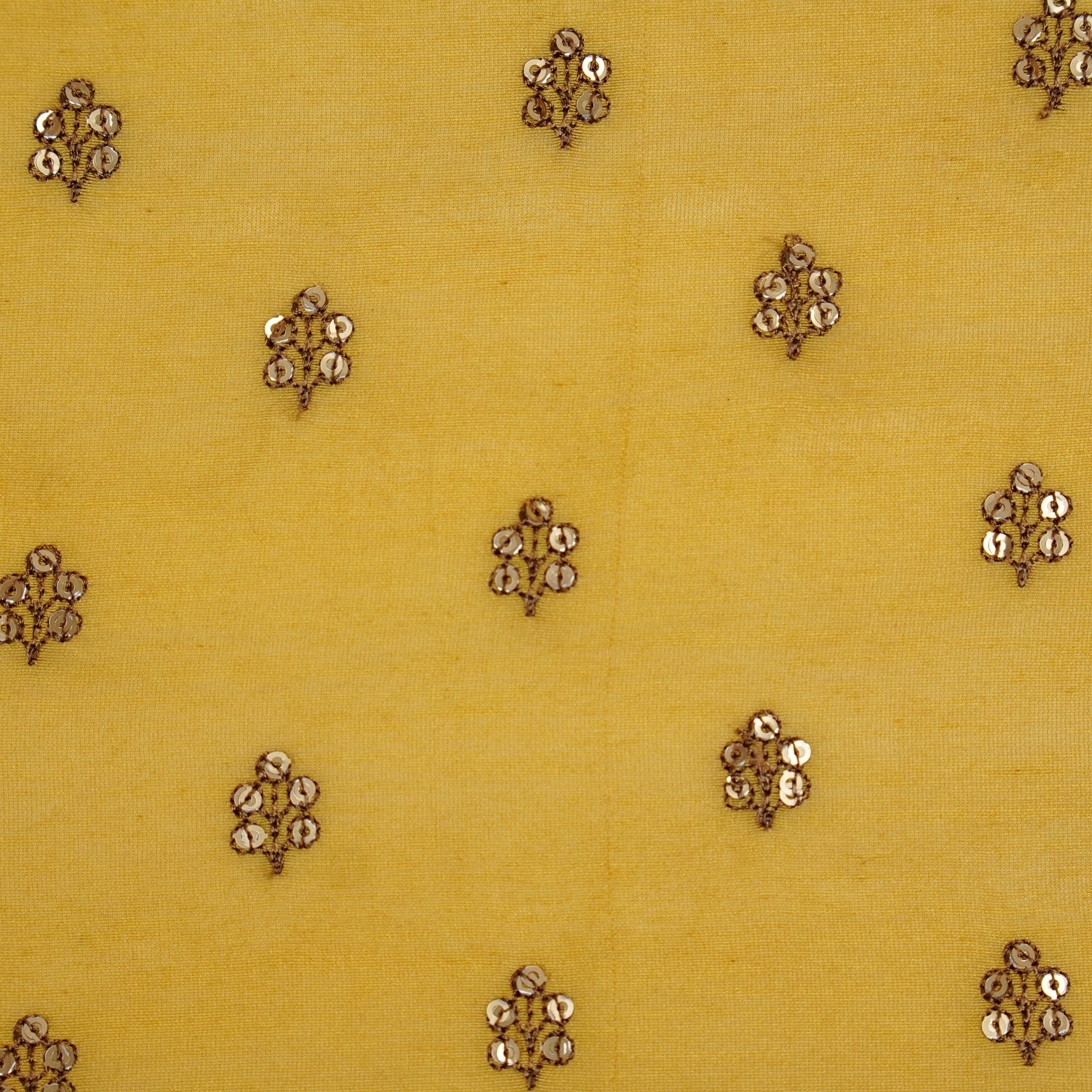 Kiraz Sequin Gold Chanderi Embroidered Fabric in Buti Pattern - Image 3