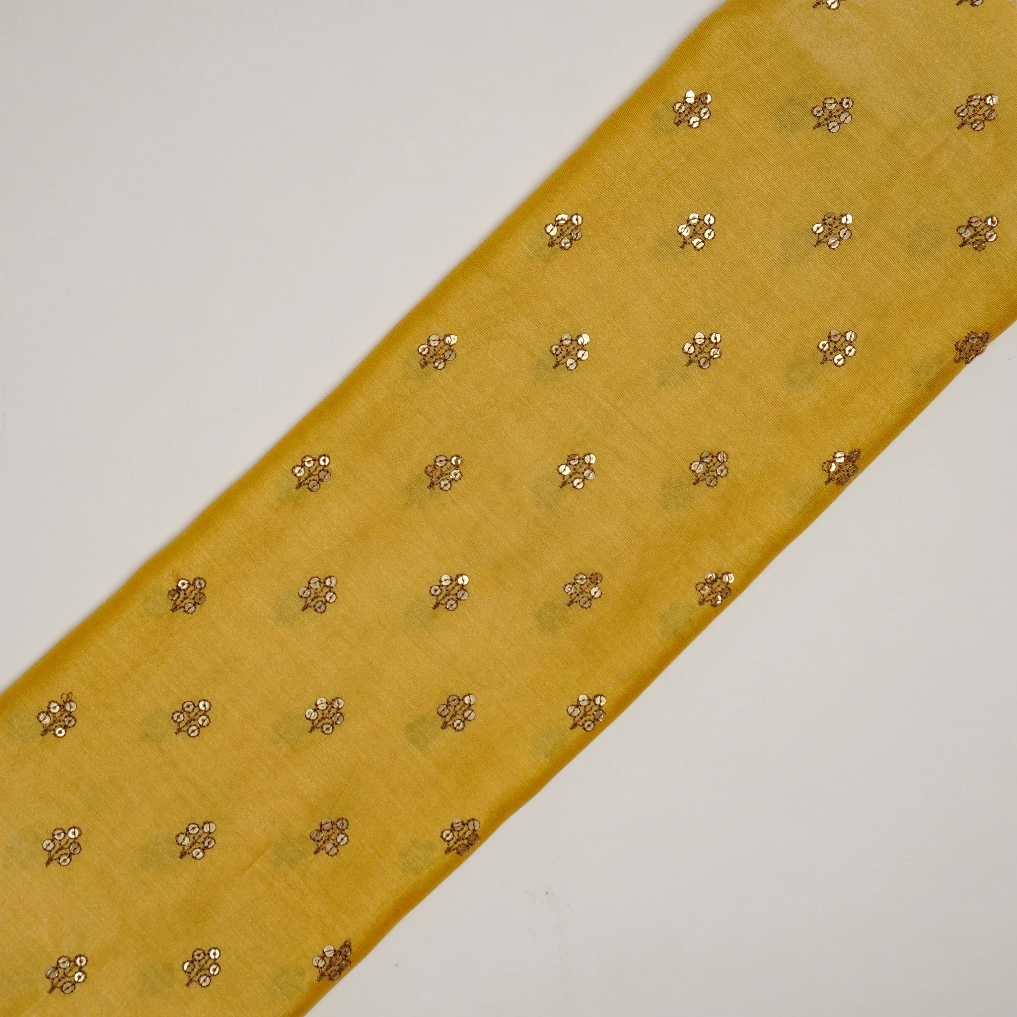 Kiraz Sequin Gold Chanderi Embroidered Fabric in Buti Pattern - Image 4