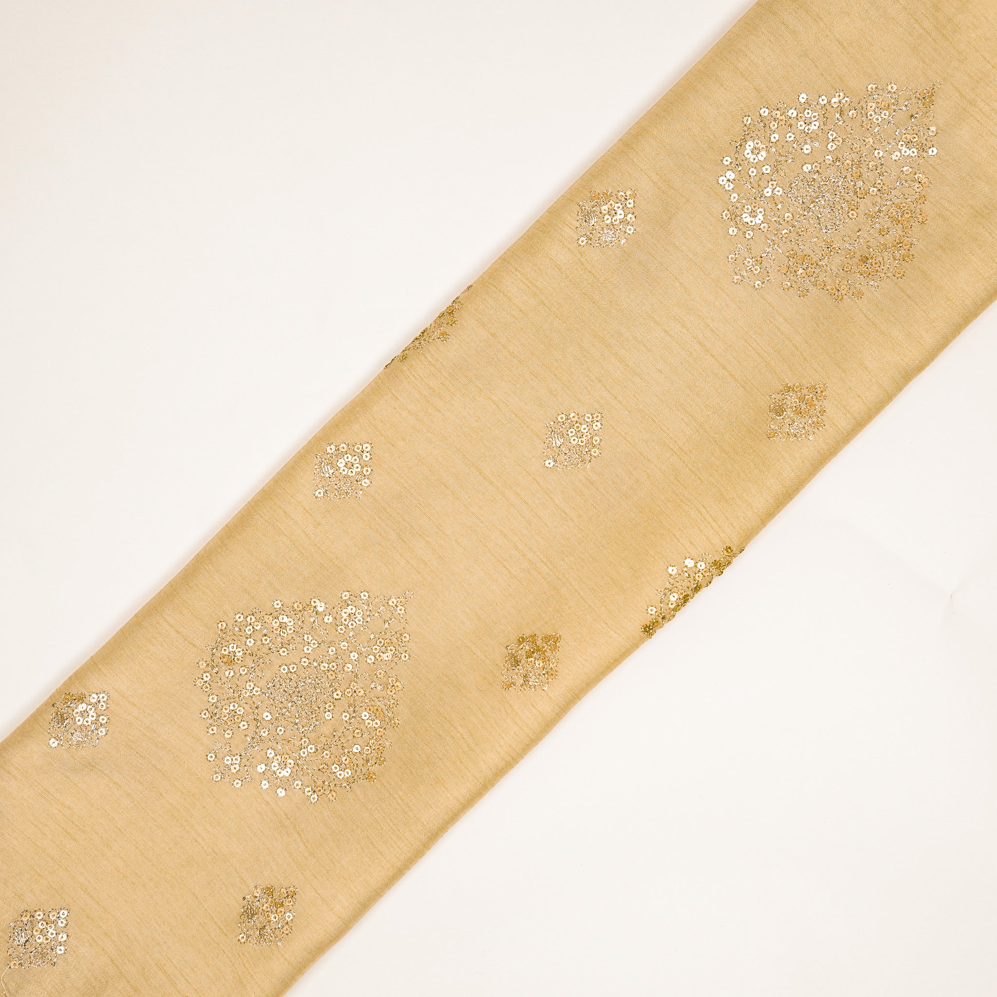 Laiqa Beige Viscose Raw Silk Embroidered Fabric in Buta Buti Mixture Pattern - Image 4