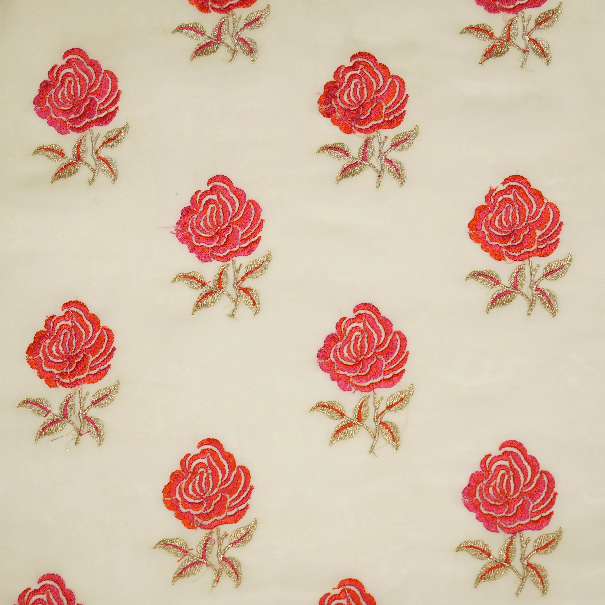 Lalita Cream Viscose Georgette Embroidered Fabric in Buta - Image 2