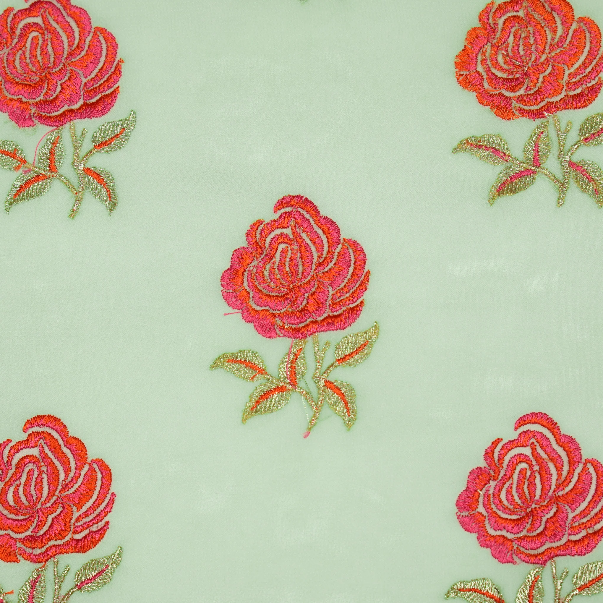 Lalita Light Pista Viscose Georgette Embroidered Fabric in Buta - Image 3