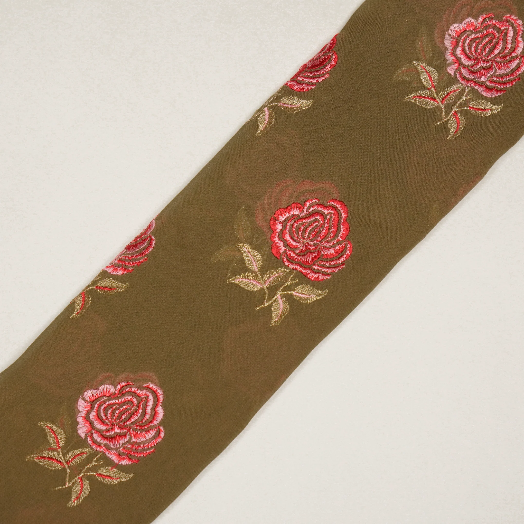 Lalita Mouse Viscose Georgette Embroidered Fabric in Buta - Image 4