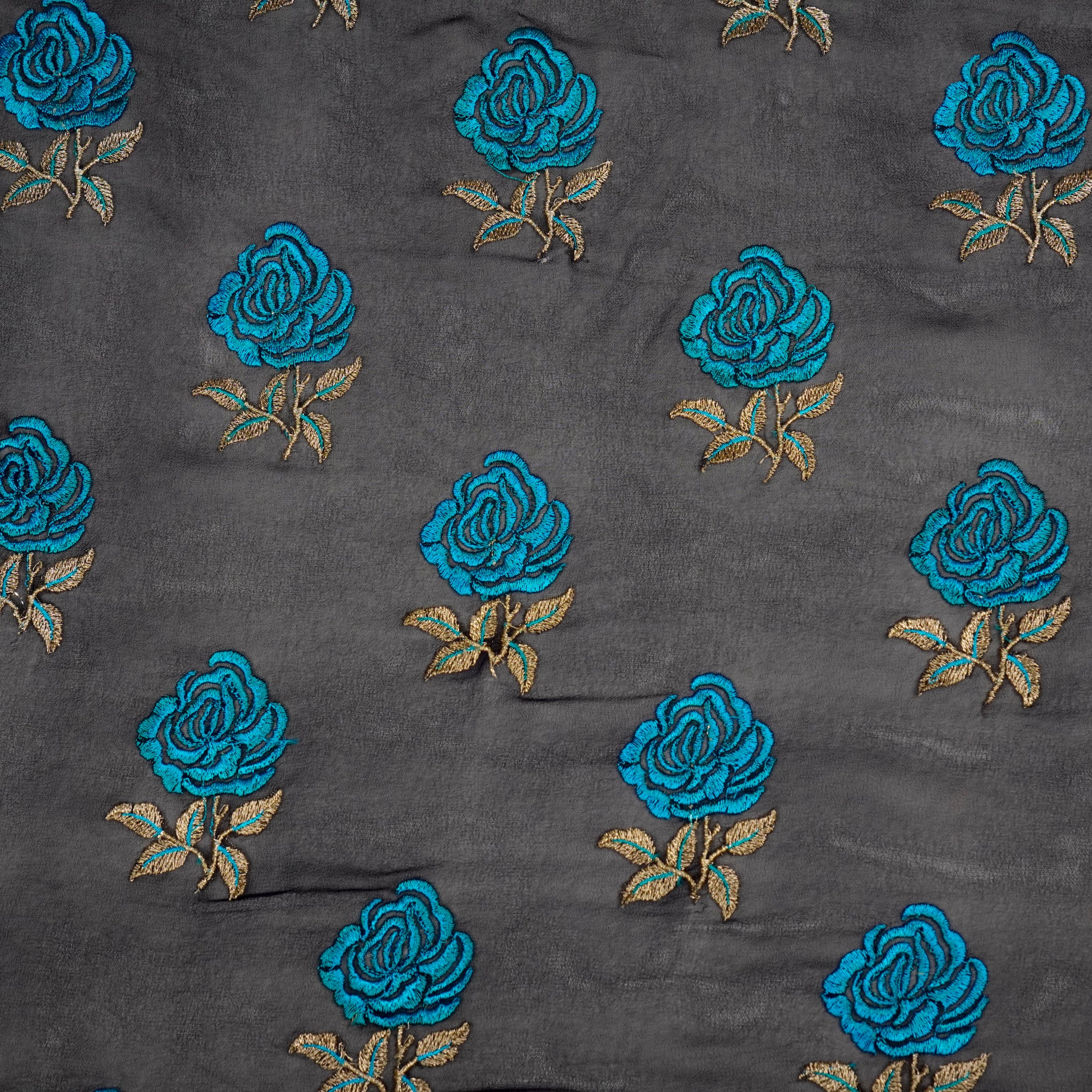 Lalita Navy Blue Viscose Georgette Embroidered Fabric in Buta - Image 2