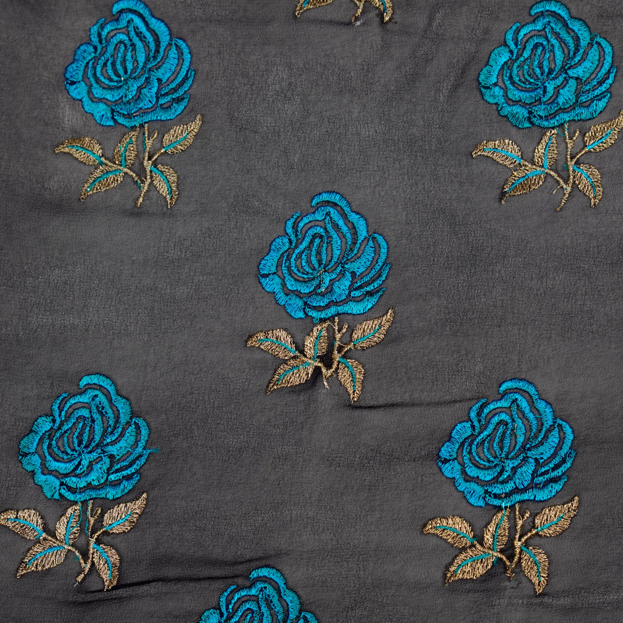 Lalita Navy Blue Viscose Georgette Embroidered Fabric in Buta - Image 3