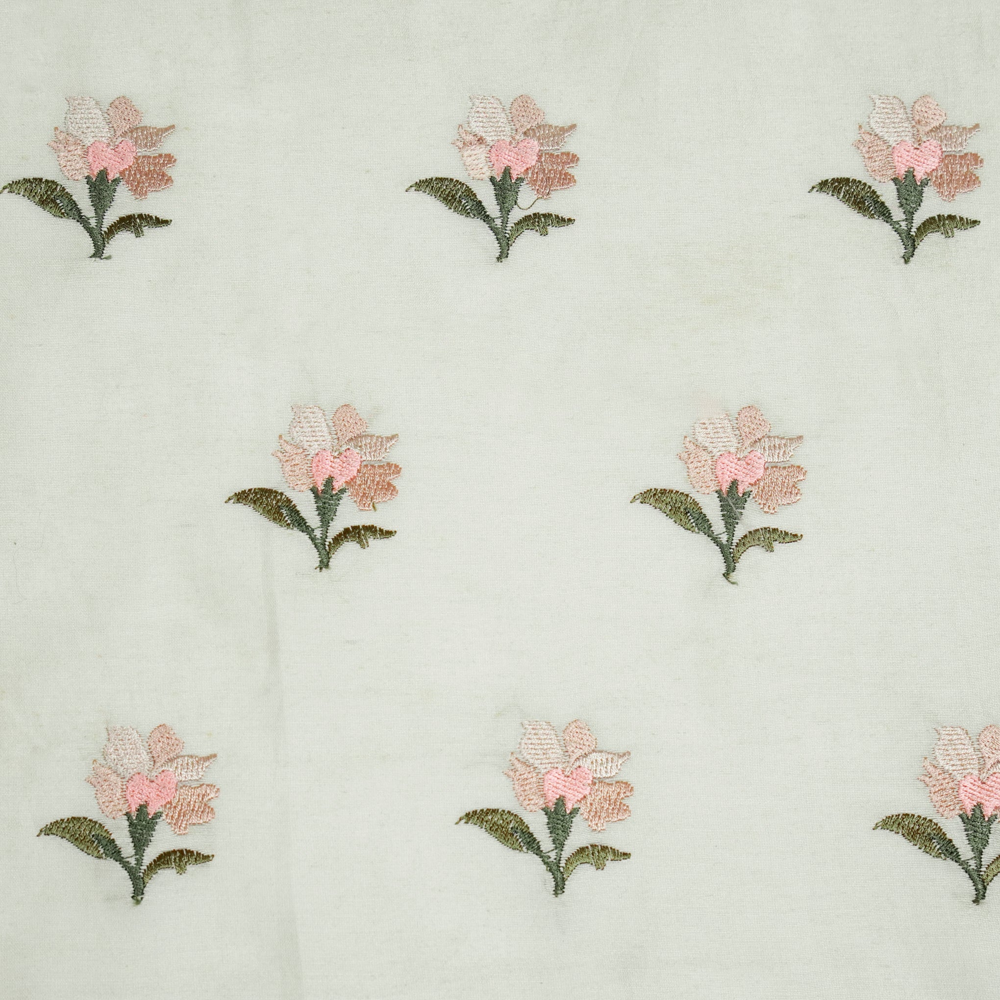 Maham Beige Chanderi Embroidered Fabric in Buti Pattern - Image 3