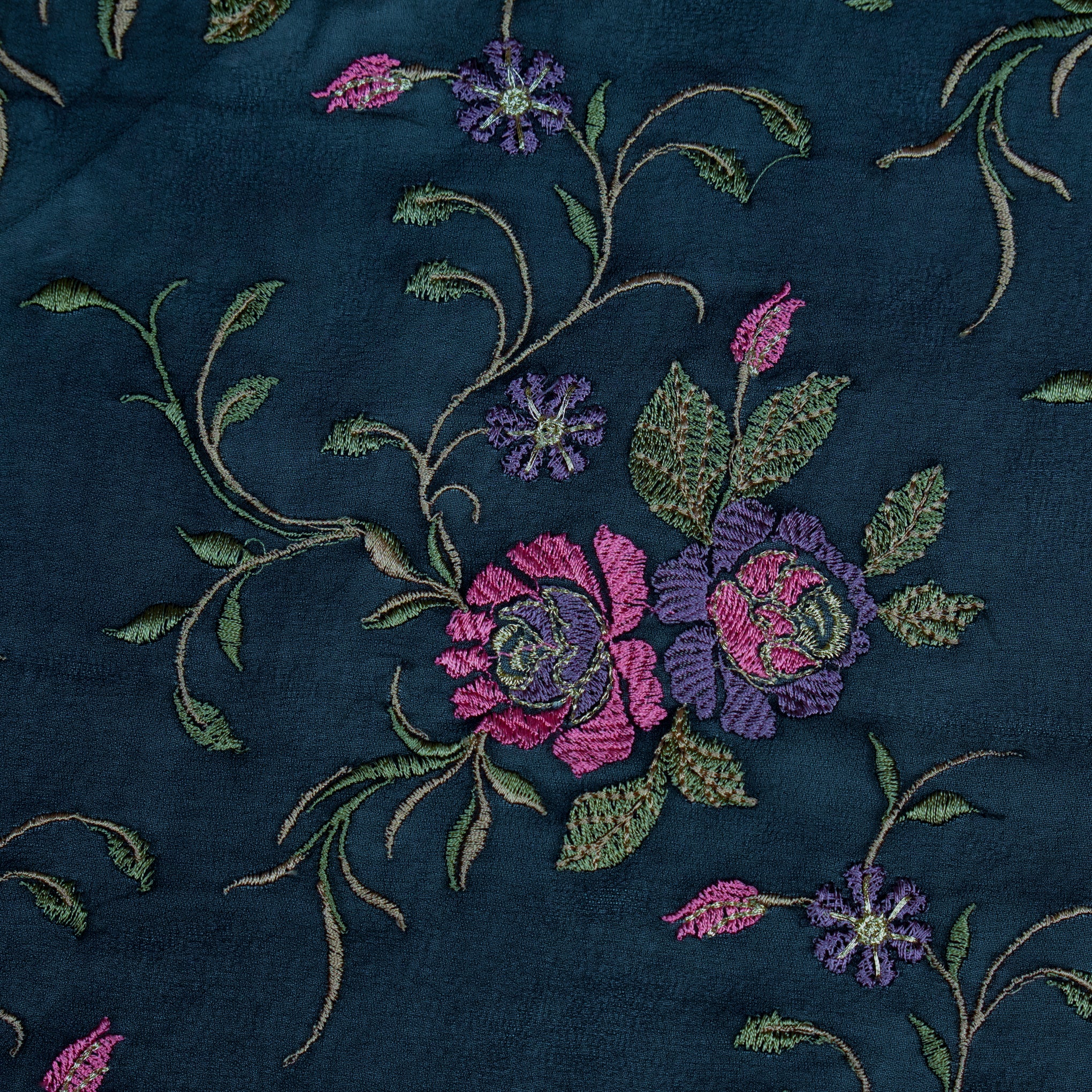 Maheen Navy Blue Viscose Georgette Embroidered Fabric in Jaal Pattern - Image 3