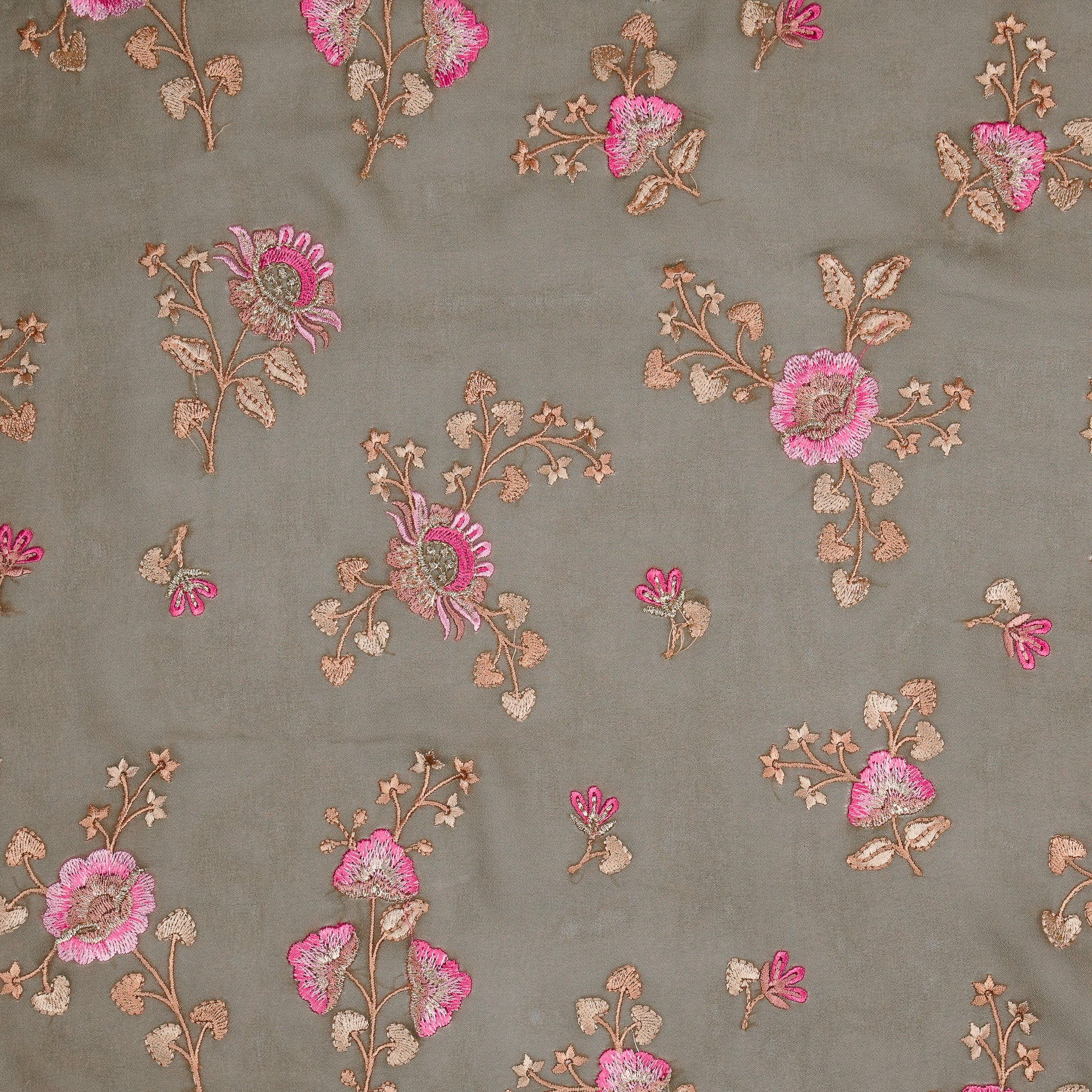 Maitri Floral Mouse Viscose Georgette Embroidered Fabric in Jaal Pattern - Image 2