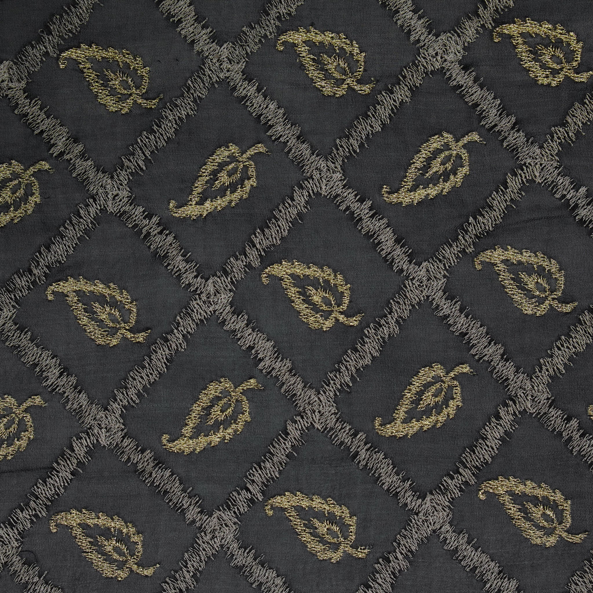 Maliha Dark Navy Blue Viscose Georgette Embroidered Fabric in Jaal Pattern - Image 3