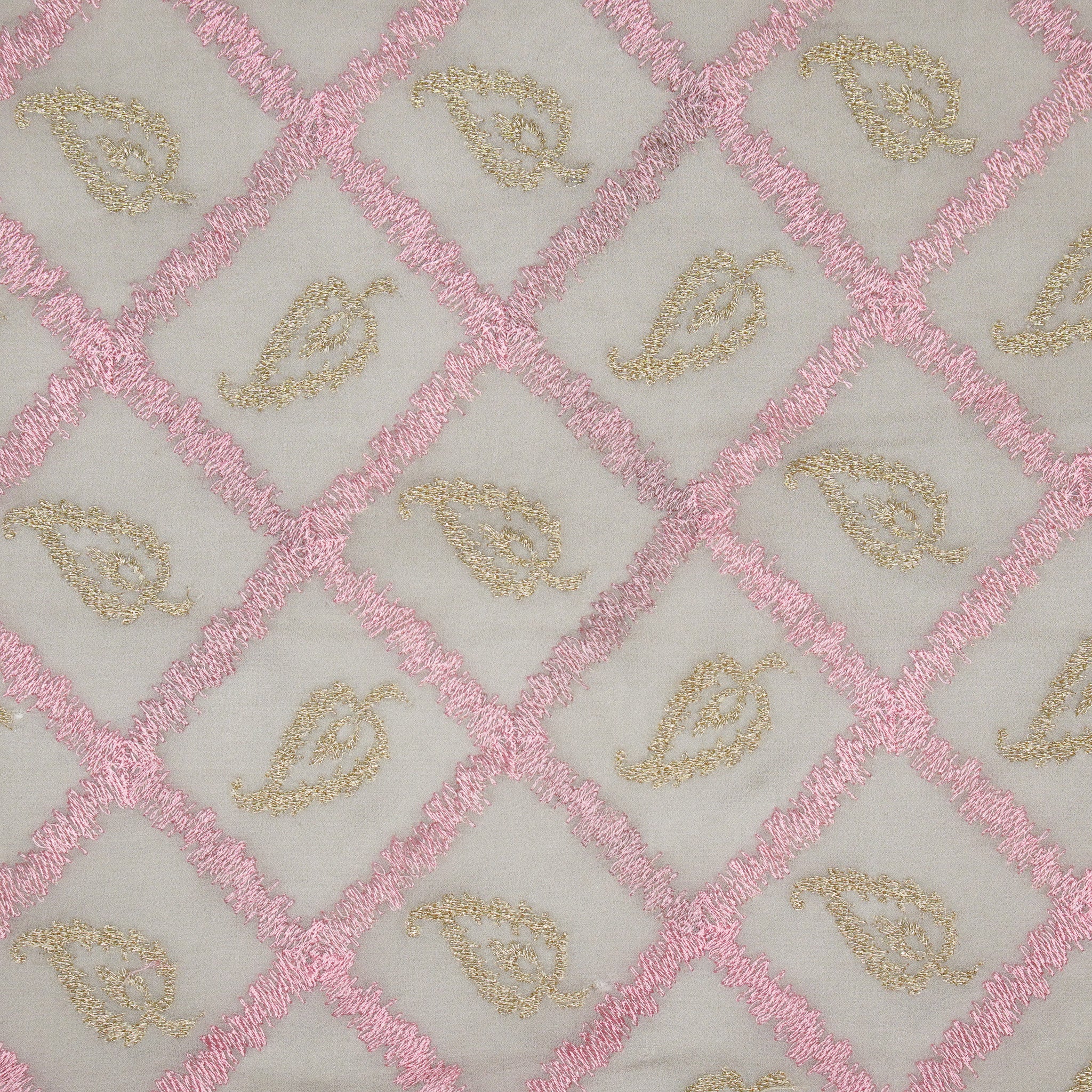 Maliha Grey Viscose Georgette Embroidered Fabric in Jaal Pattern - Image 3